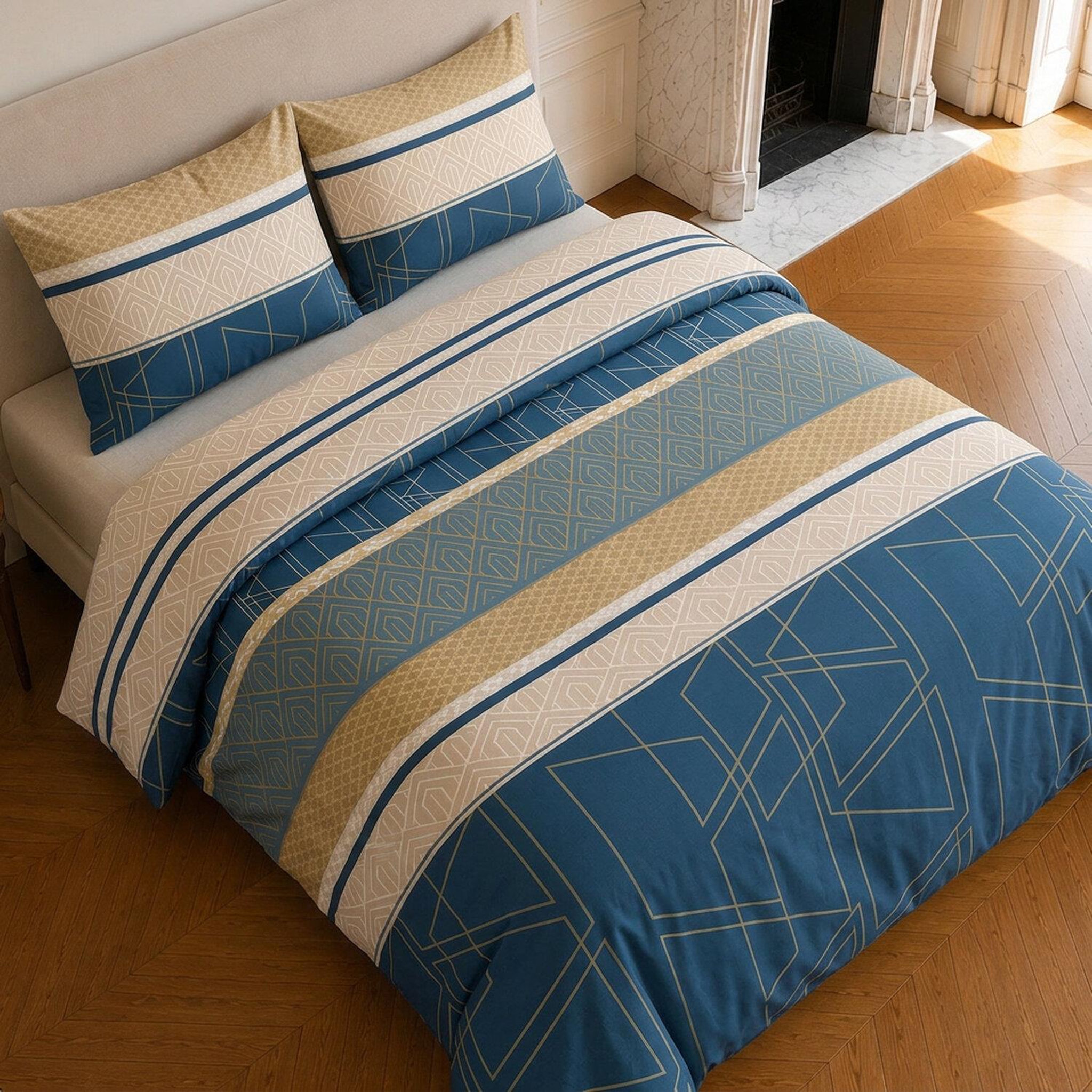 Voir la diapositive 4 : Home collection Parure housse de couette imprimée 100% coton 57 fils - ulysse