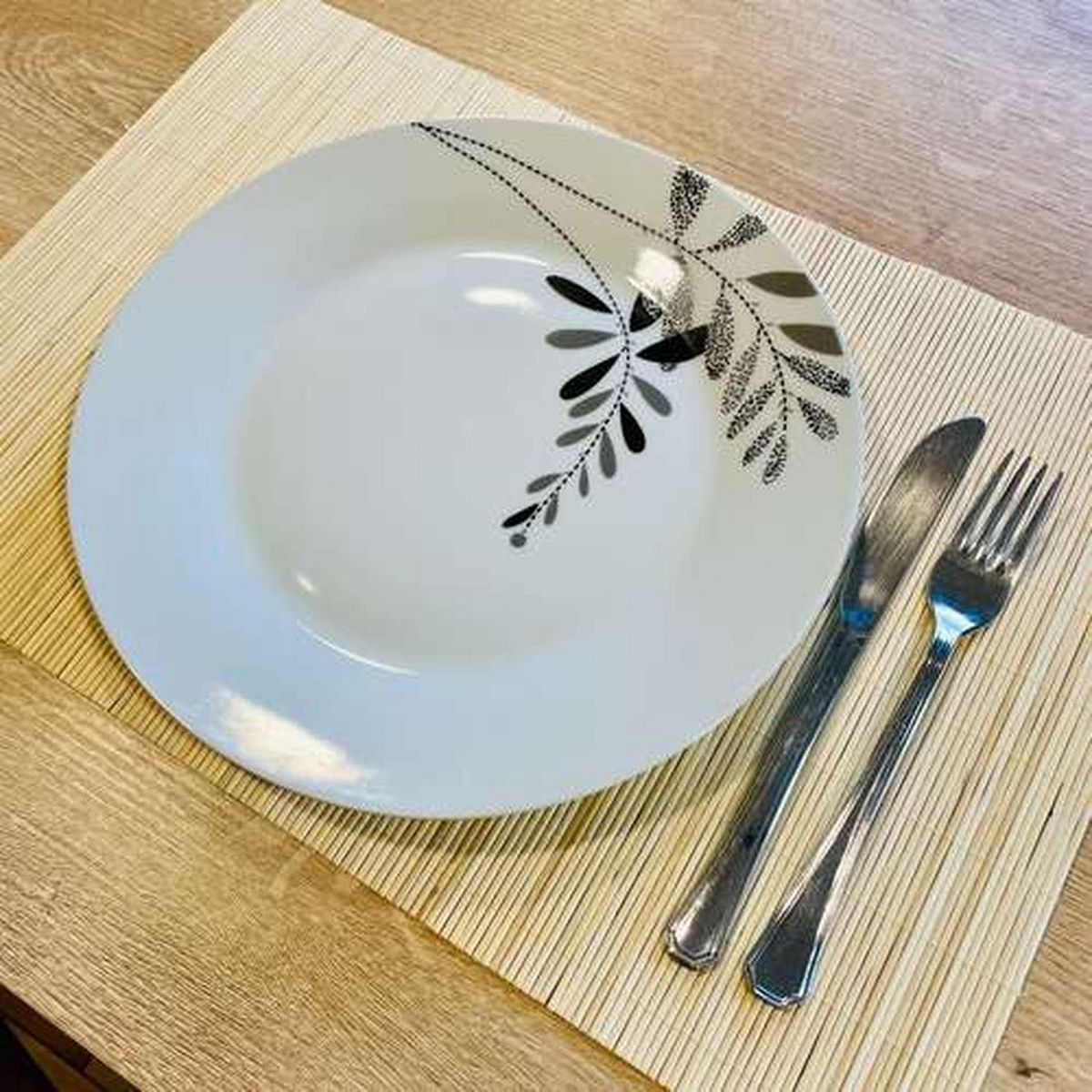 TOILINUX Lot de 6 sets de table en bambou blanchi rectangulaire - 45 x 30 cm