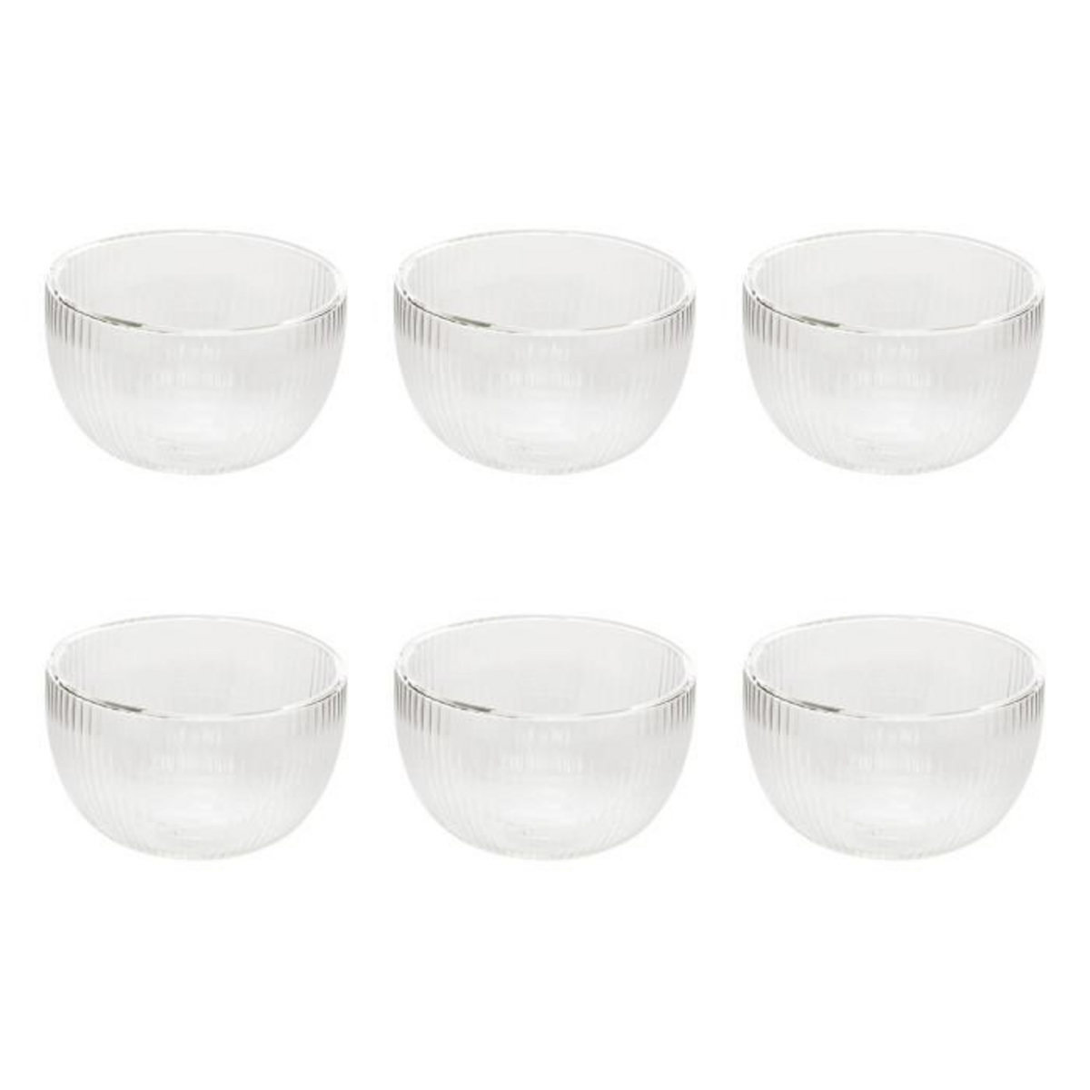 SECRET DE GOURMET Lot de 6 Bols Striés  Cléa  50cl Transparent