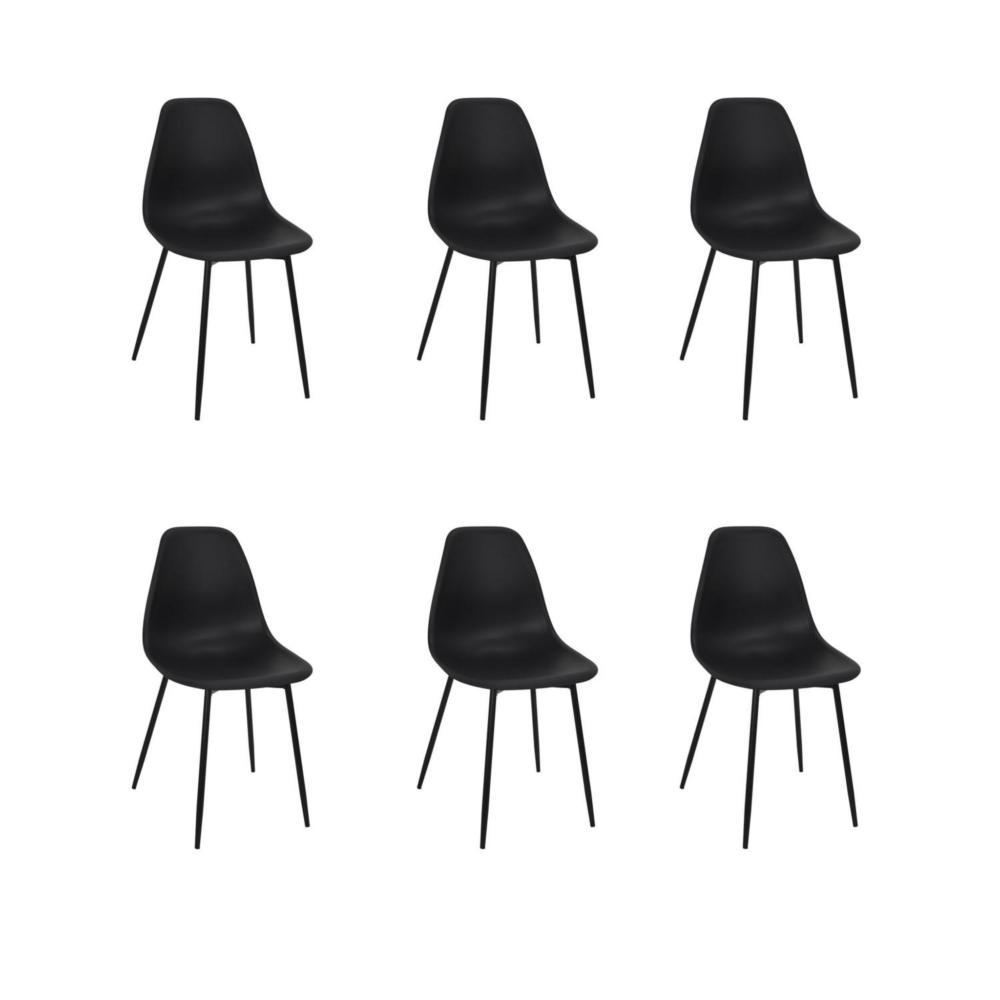 TOILINUX Lot de 6 chaises gustav - noir