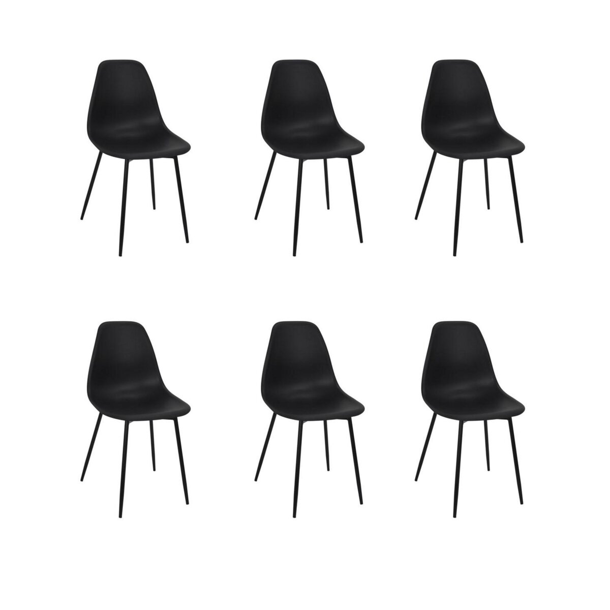TOILINUX Lot de 6 chaises GUSTAV - Noir