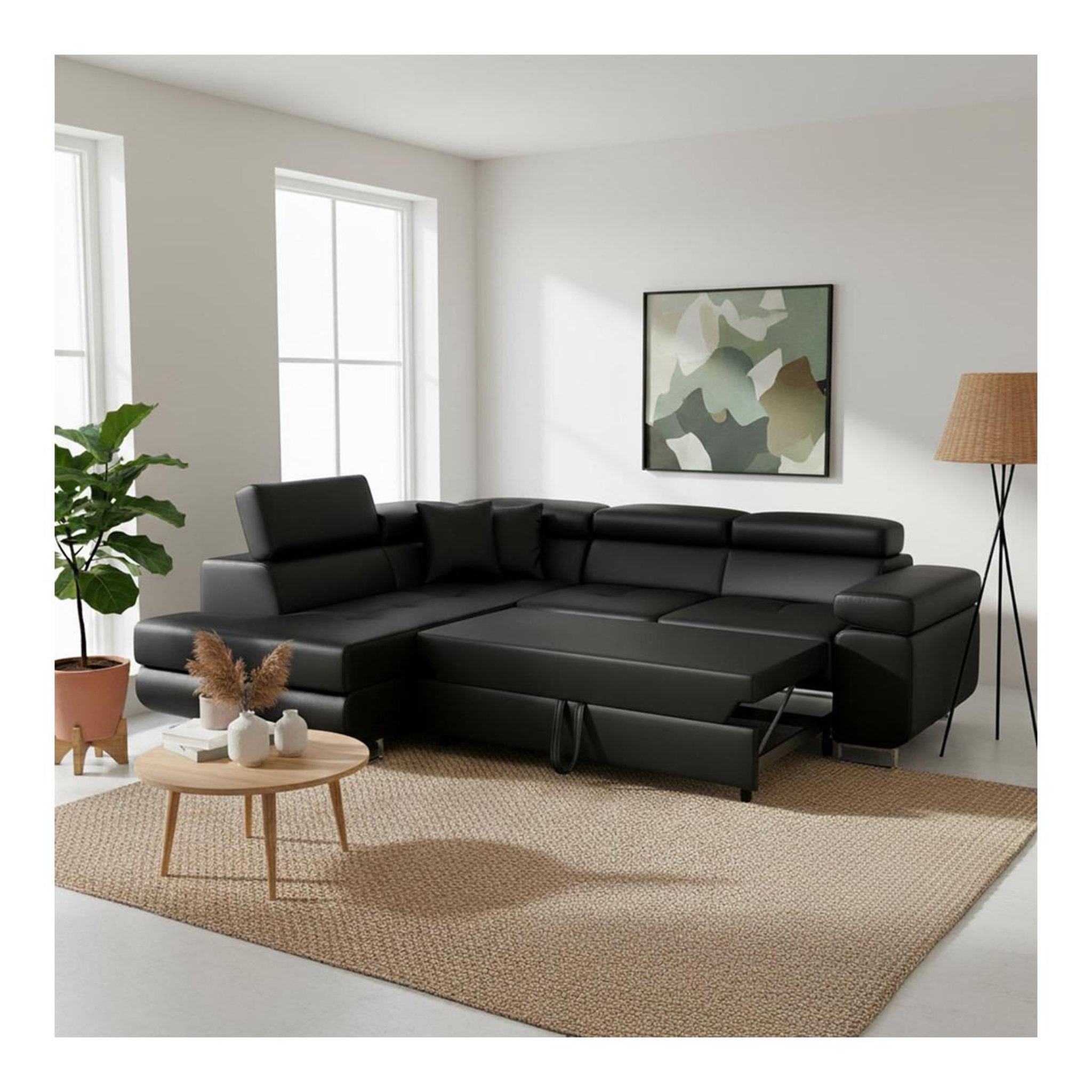 Voir la diapositive 4 : Paris Prix Canapé convertible d'angle gauche  toms  275cm noir