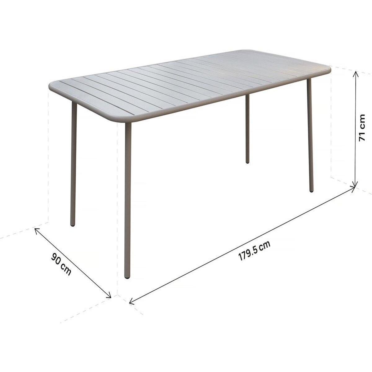 Habitat et Jardin Table jardin en métal  Bilbao  - 180 x 90 x 71 cm - Taupe
