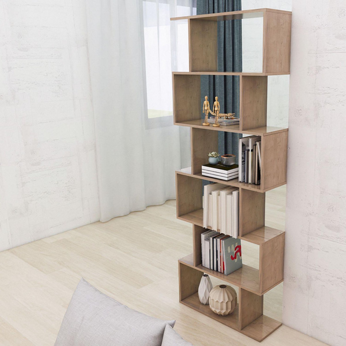 TOILINUX Etagère Bibliothèque Aaron - effet Chêne - 192 x 70 x 24 cm