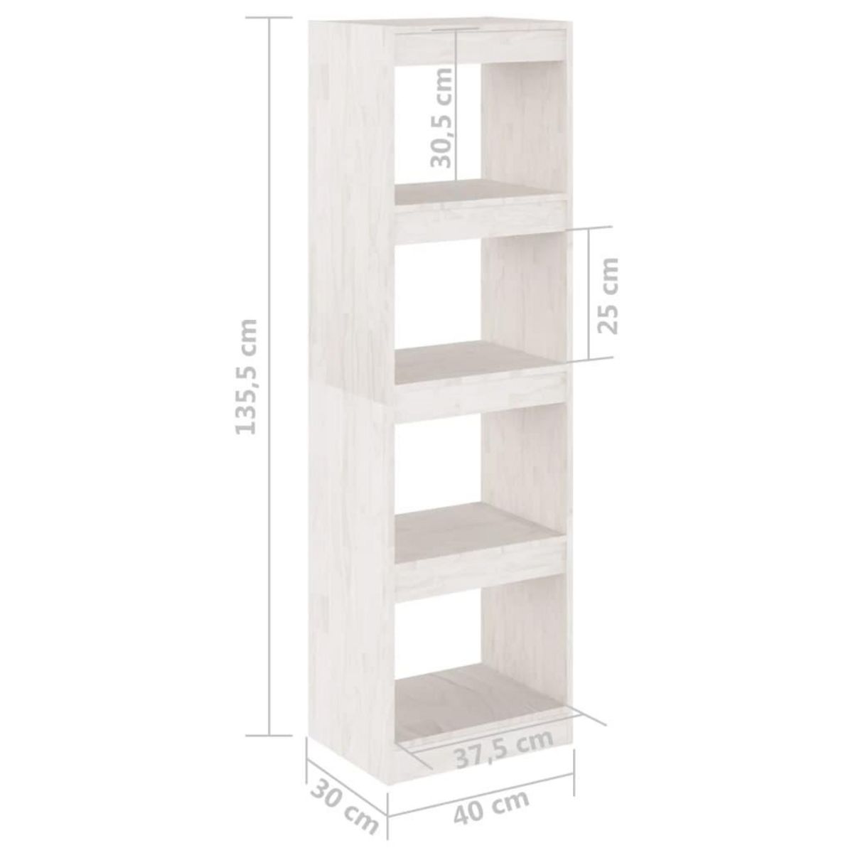 VIDAXL Bibliotheque/Separateur de piece Blanc 40x30x135,5cm Pin massif