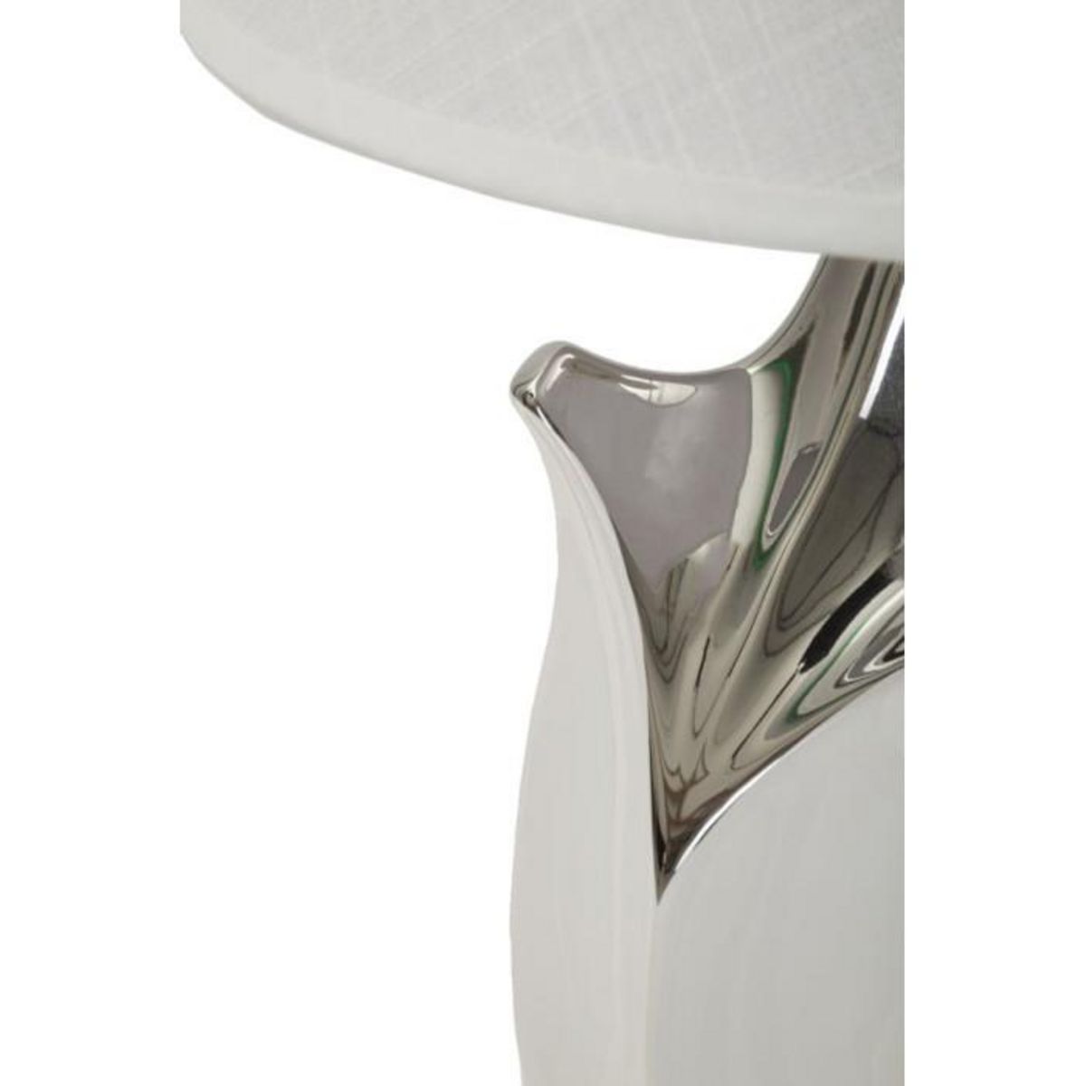 Paris Prix Lampe à Poser en Céramique  Shiney  51cm Blanc & Argent