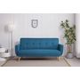 Voir la diapositive 2 : CONCEPT USINE Canapé scandinave convertible 3 places en tissu bleu canard BERLIN