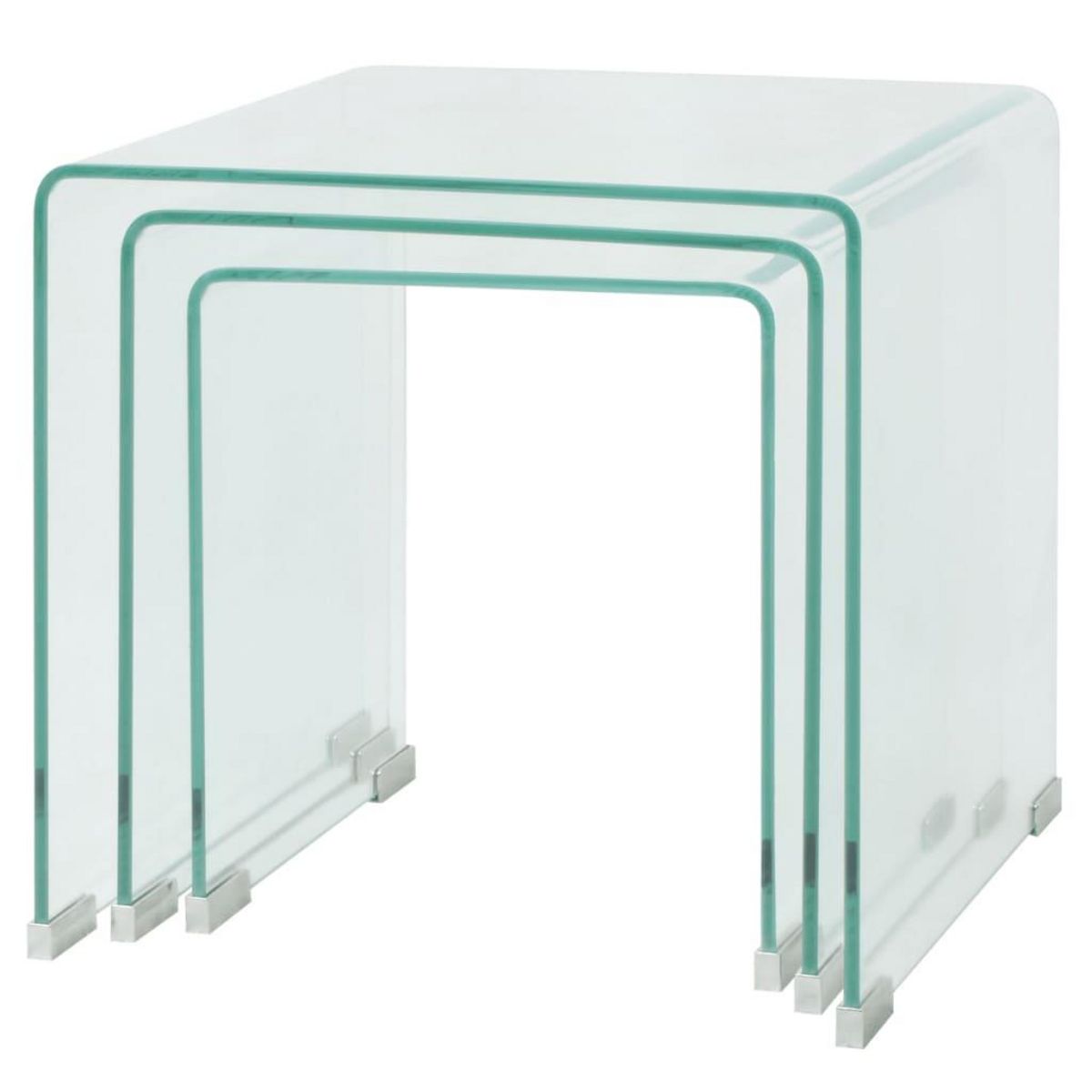 VIDAXL Ensemble de tables gigognes 3 Pieces Verre trempe Transparent