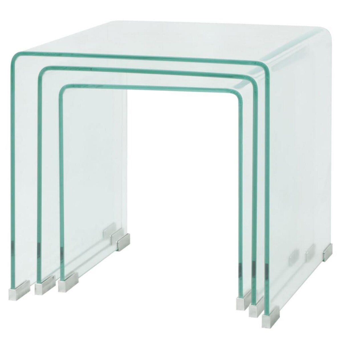 VIDAXL Ensemble de tables gigognes 3 Pieces Verre trempe Transparent