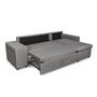 Voir la diapositive 4 :  Canapé 3 places d'angle Droit convertible avec coffre Microfibre gris tissu + 2 poufs inclus ANETTA