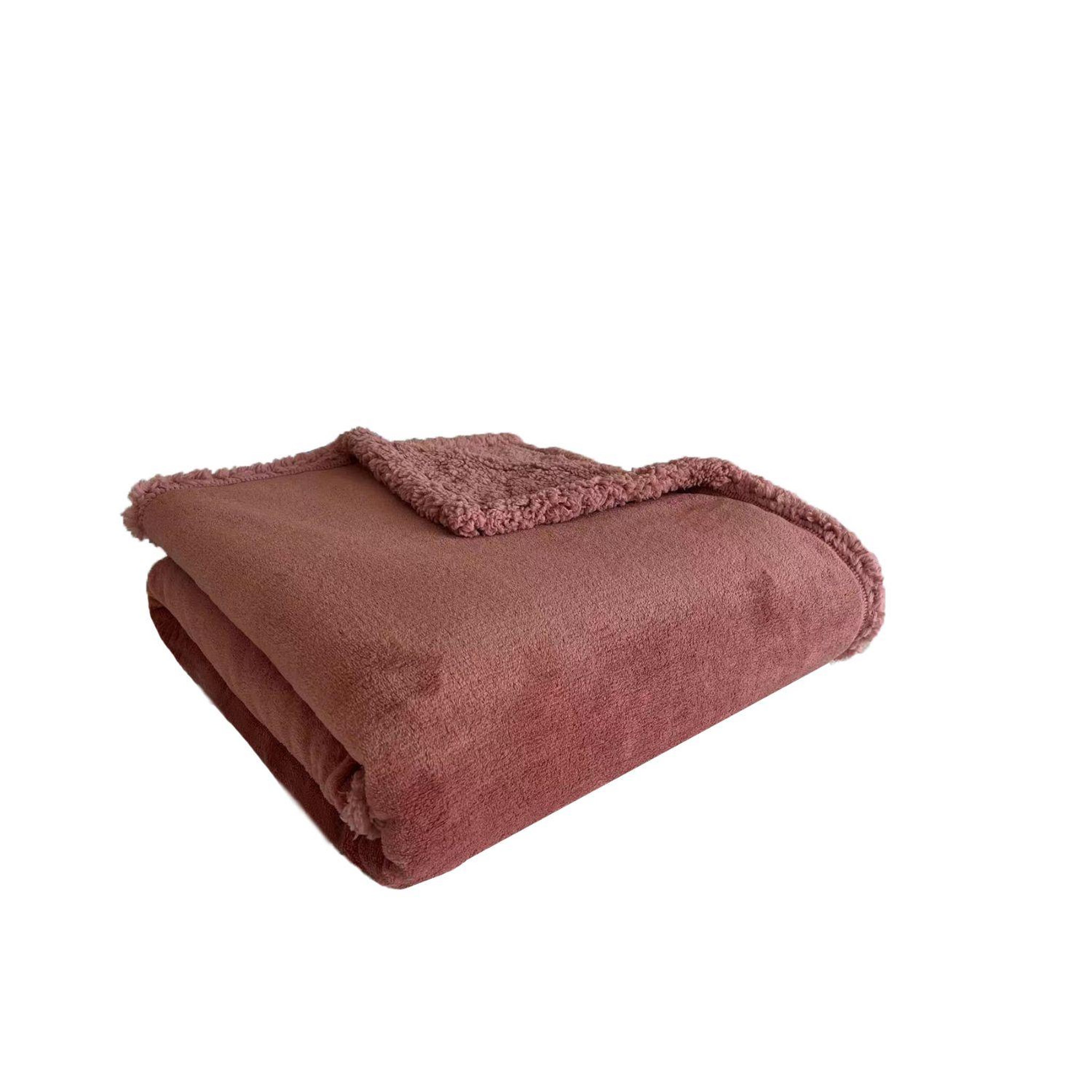 Voir la diapositive 1 : ACTUEL Plaid double face polaire/sherpa  