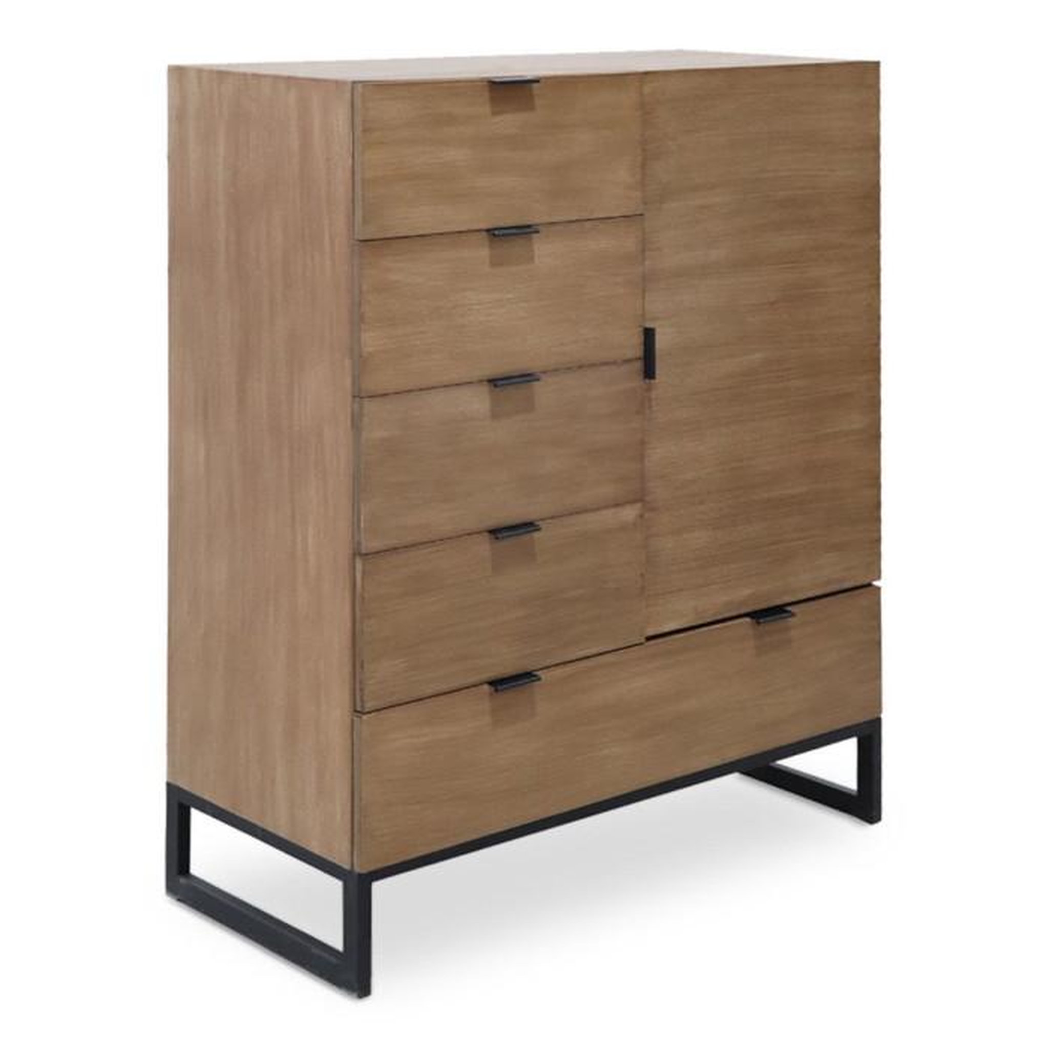 Paris Prix Buffet 5 Tiroirs & 1 Porte  Bolta  112cm Chêne Clair