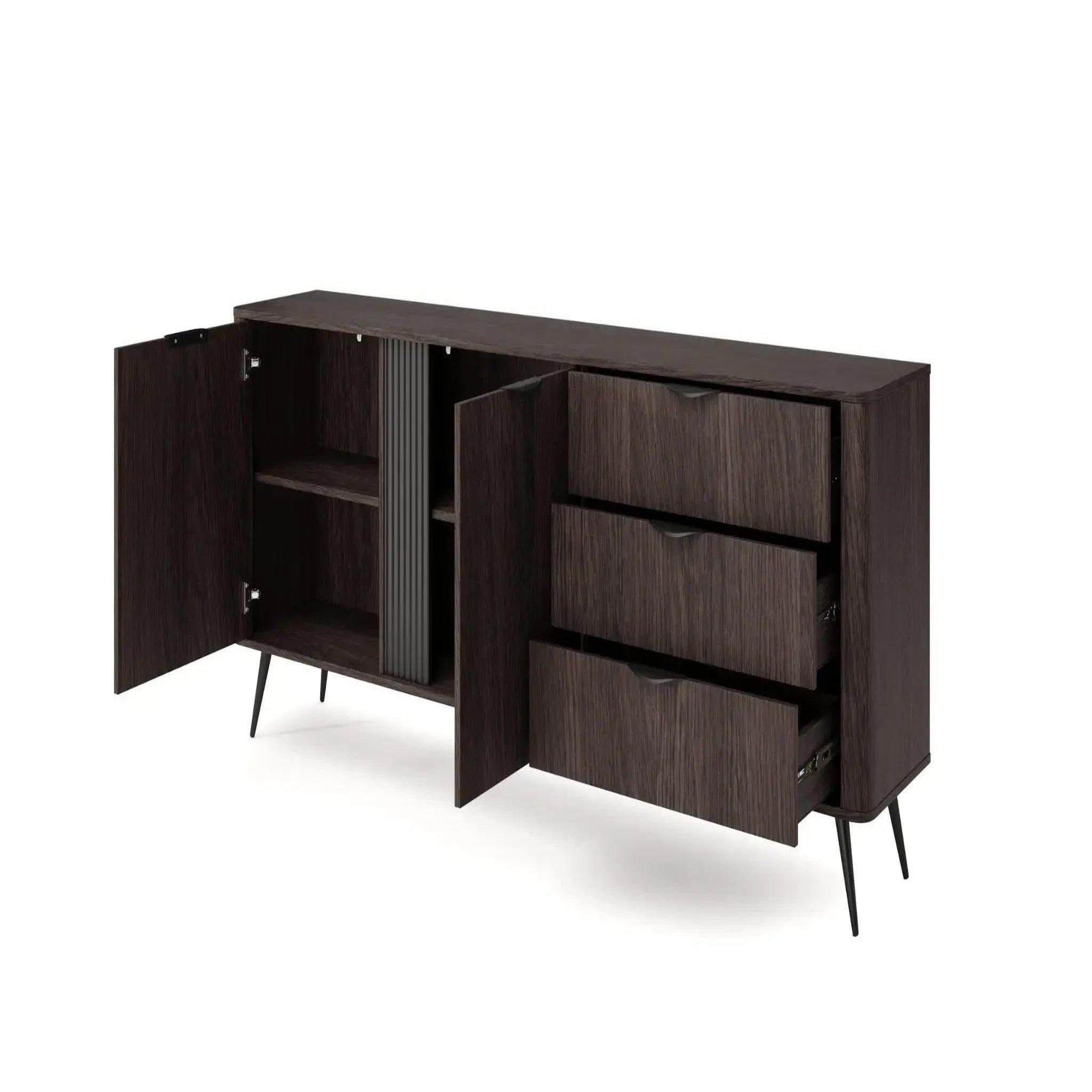 Voir la diapositive 6 : CASANOVA PARIS SELENA - Buffet 2 portes 195cmbois de chêne - Chêne foncé