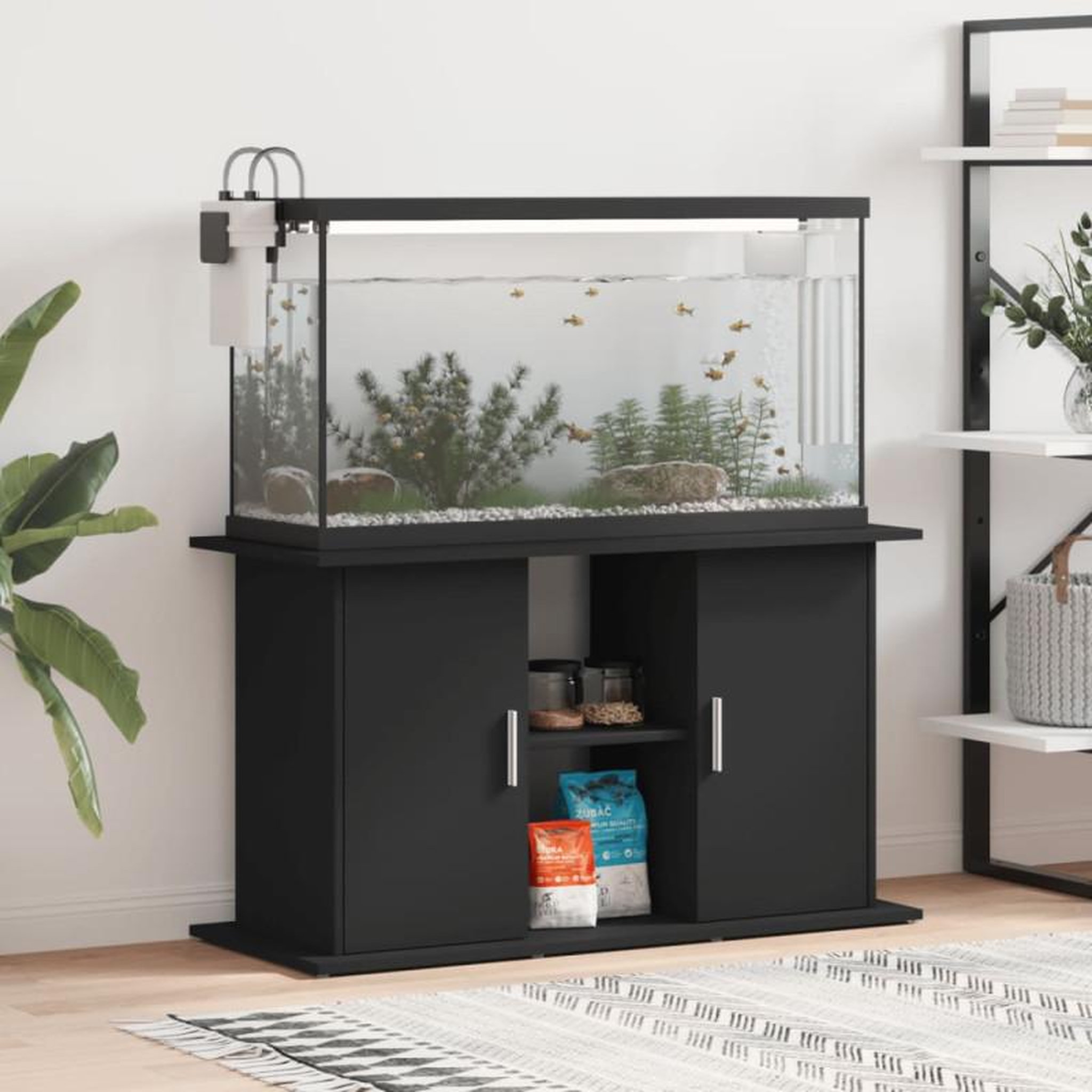 Voir la diapositive 1 : VIDAXL Support pour aquarium noir 101x41x58 cm bois d ingénierie