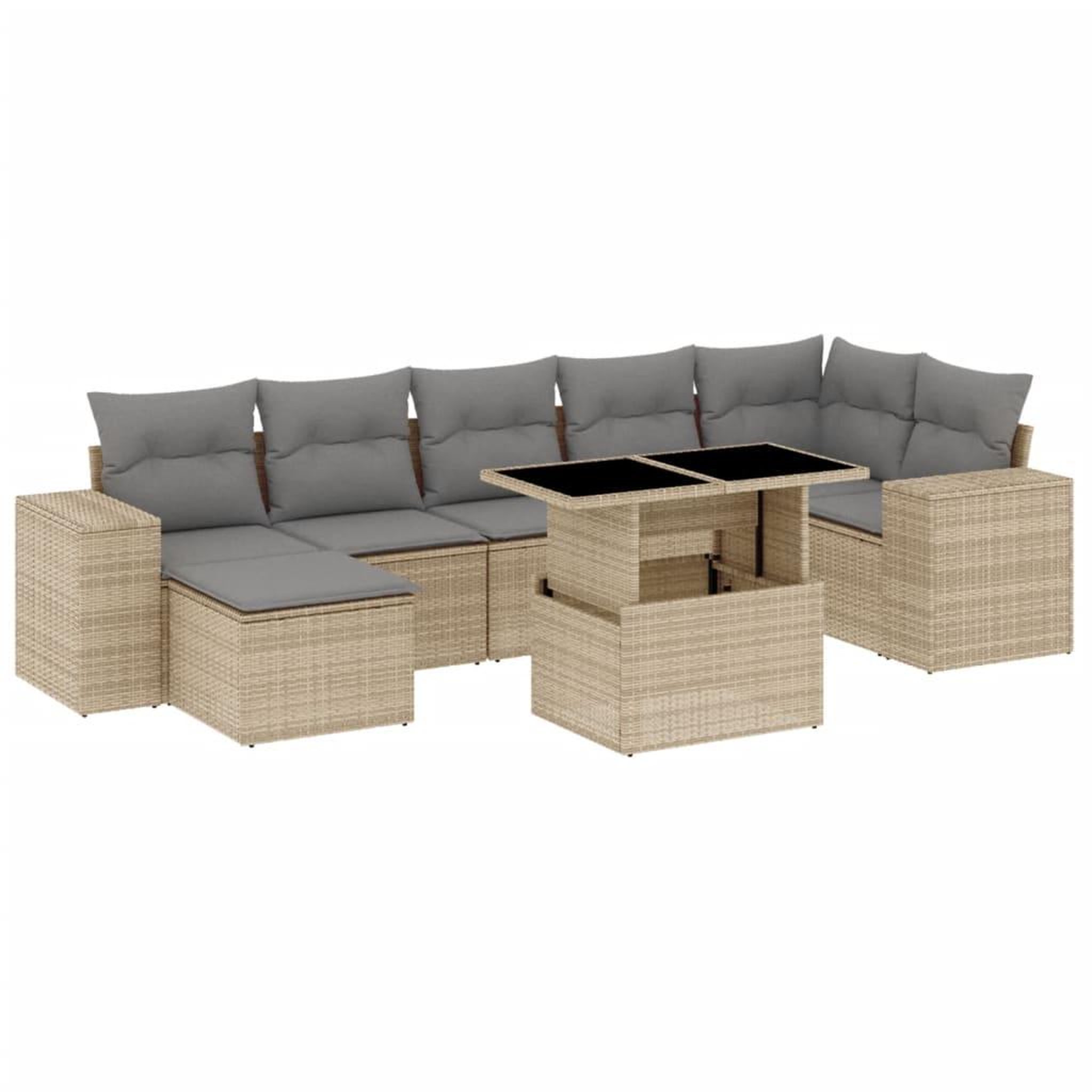 Voir la diapositive 2 : VIDAXL Salon de jardin avec coussins 8 pcs beige resine tressee