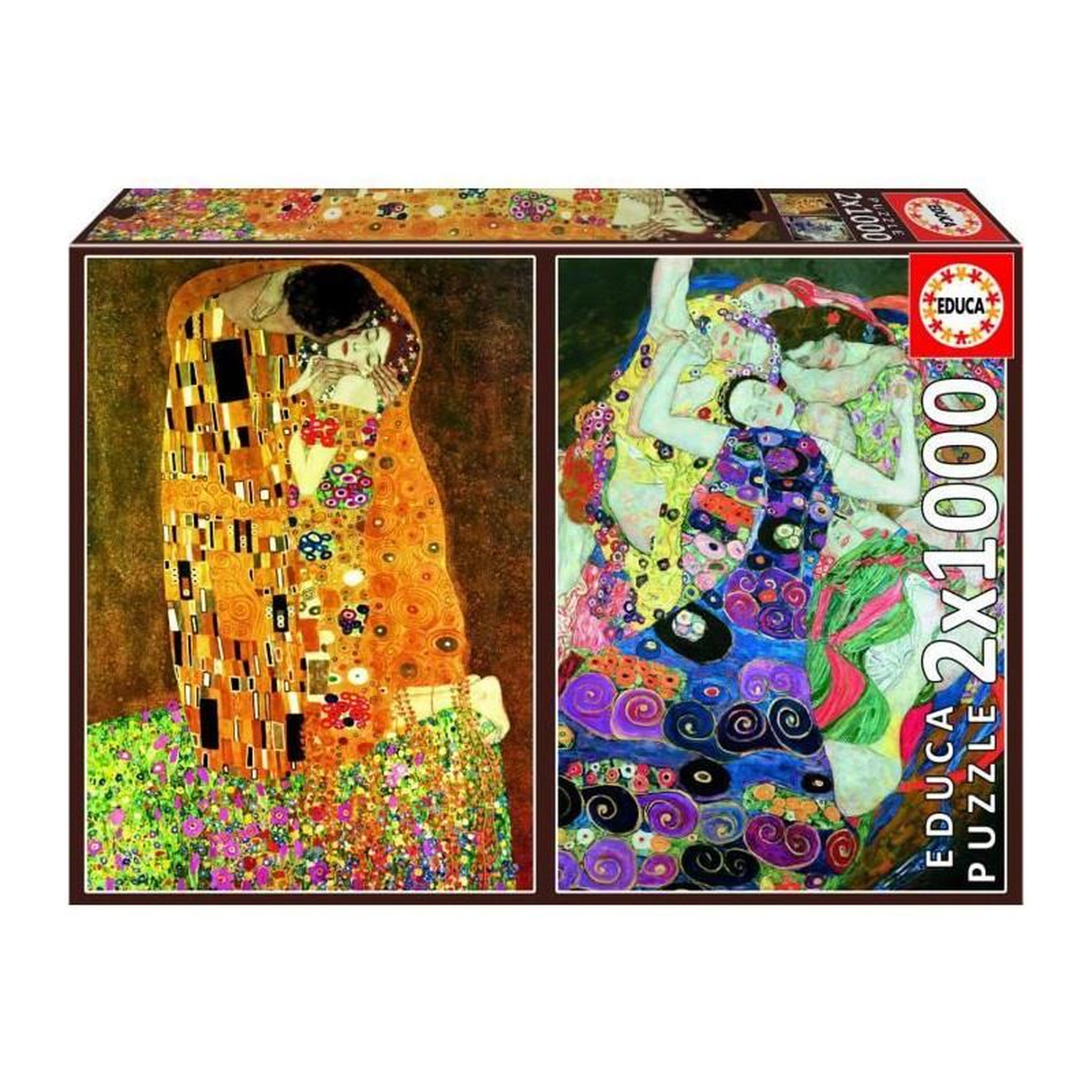 EDUCA Puzzle adulte 2x1000 pièces œuvres d’art Gustav Klimt collection détaillée – Haute qualité – Educa