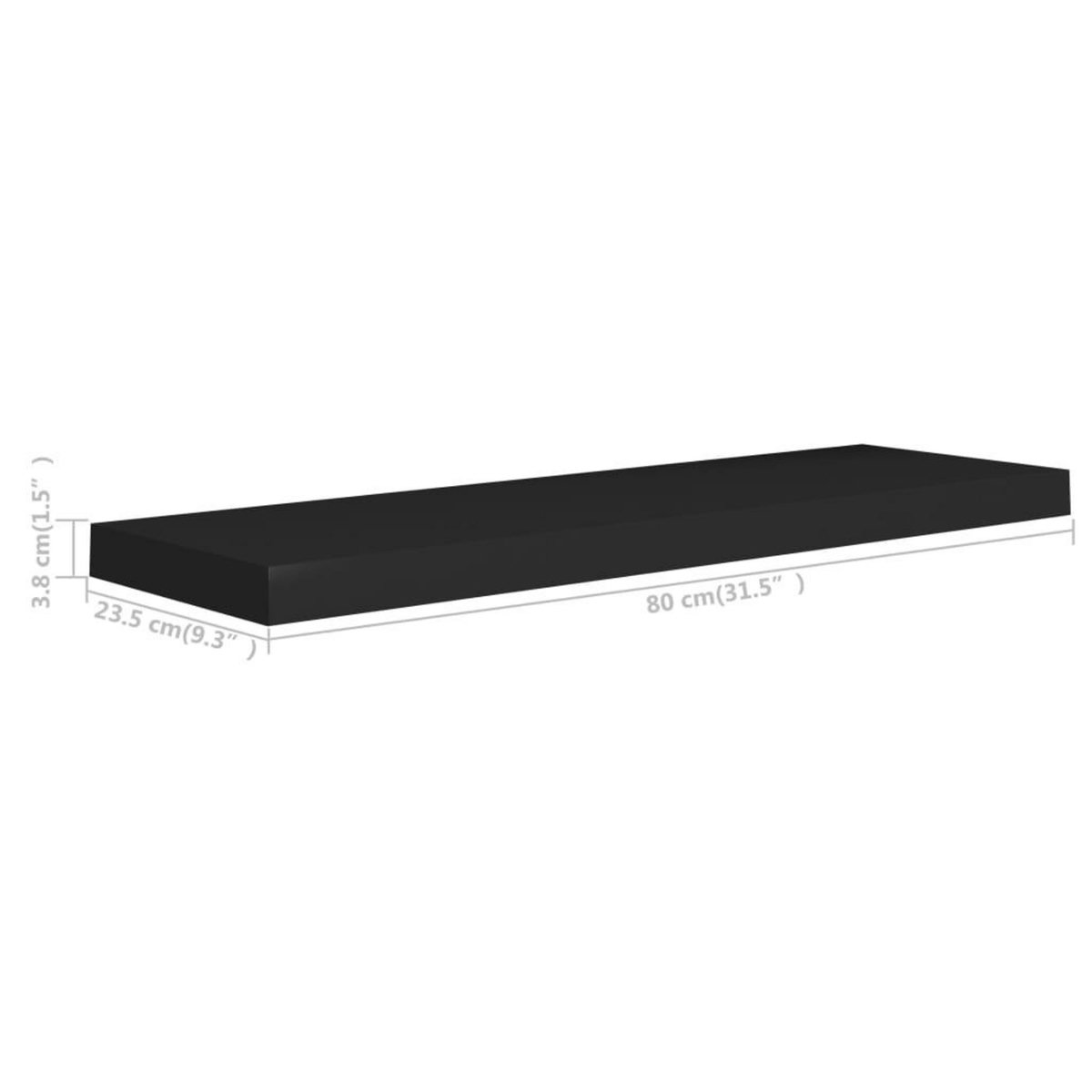 VIDAXL Etageres murales flottantes 2 pcs noir 80x23,5x3,8 cm MDF