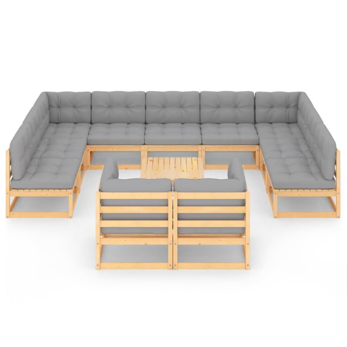 VIDAXL Salon de jardin 12 pcs avec coussins Bois de pin massif