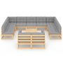 Voir la diapositive 3 : VIDAXL Salon de jardin 12 pcs avec coussins Bois de pin massif