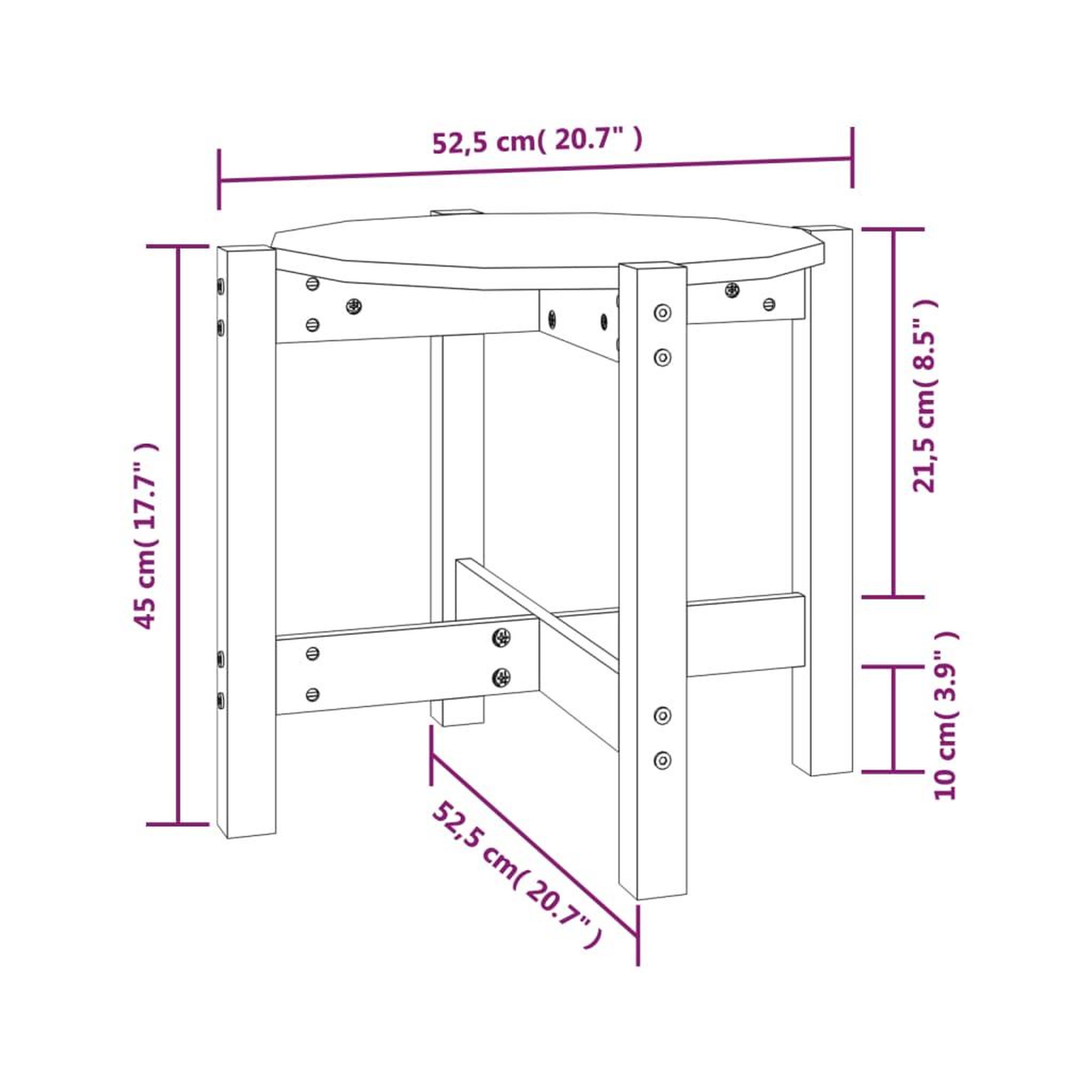 Voir la diapositive 6 : VIDAXL Table basse Ø 52,5x45 cm Bois massif de pin