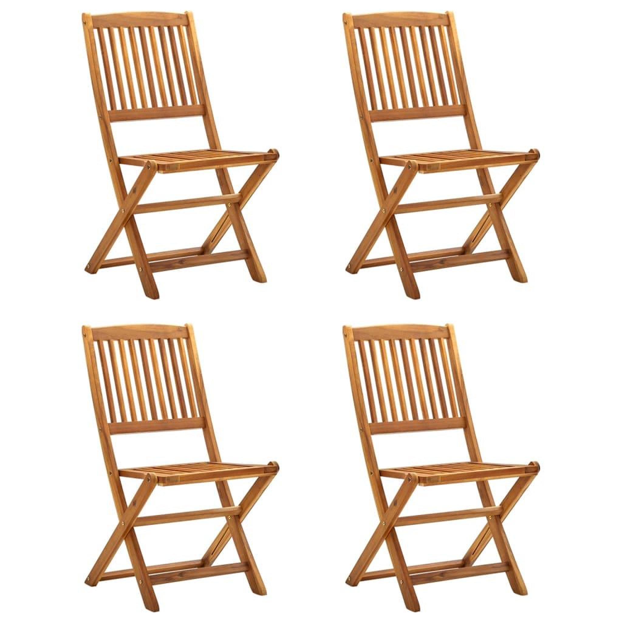 Voir la diapositive 1 : VIDAXL Chaises pliables d'exterieur lot de 4 Bois d'acacia solide