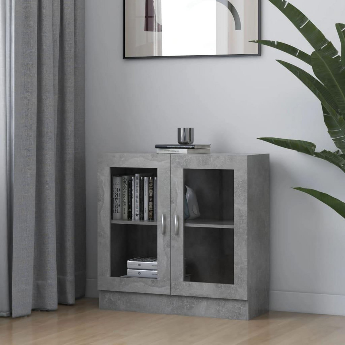 VIDAXL Armoire a vitrine Gris beton 82,5x30,5x80 cm Bois d'ingenierie