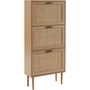 Voir la diapositive 2 : Meuble À Chaussures Cannage Et Décor Bois 3 Portes - L60 cm AMANDINE