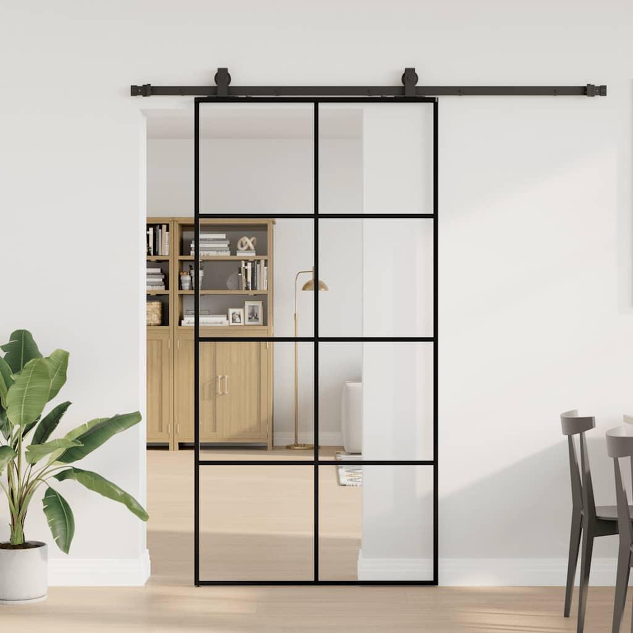 VIDAXL Porte coulissante kit de quincaillerie noir 102,5x205 cm