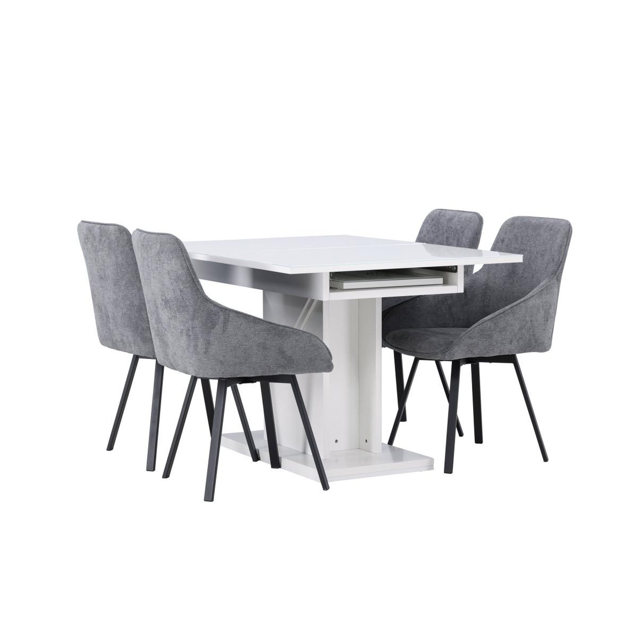 Voir la diapositive 4 : Paris Prix Ensemble table à manger extensible & 4 chaises  pluto & rosie  120-160cm blanc & gris