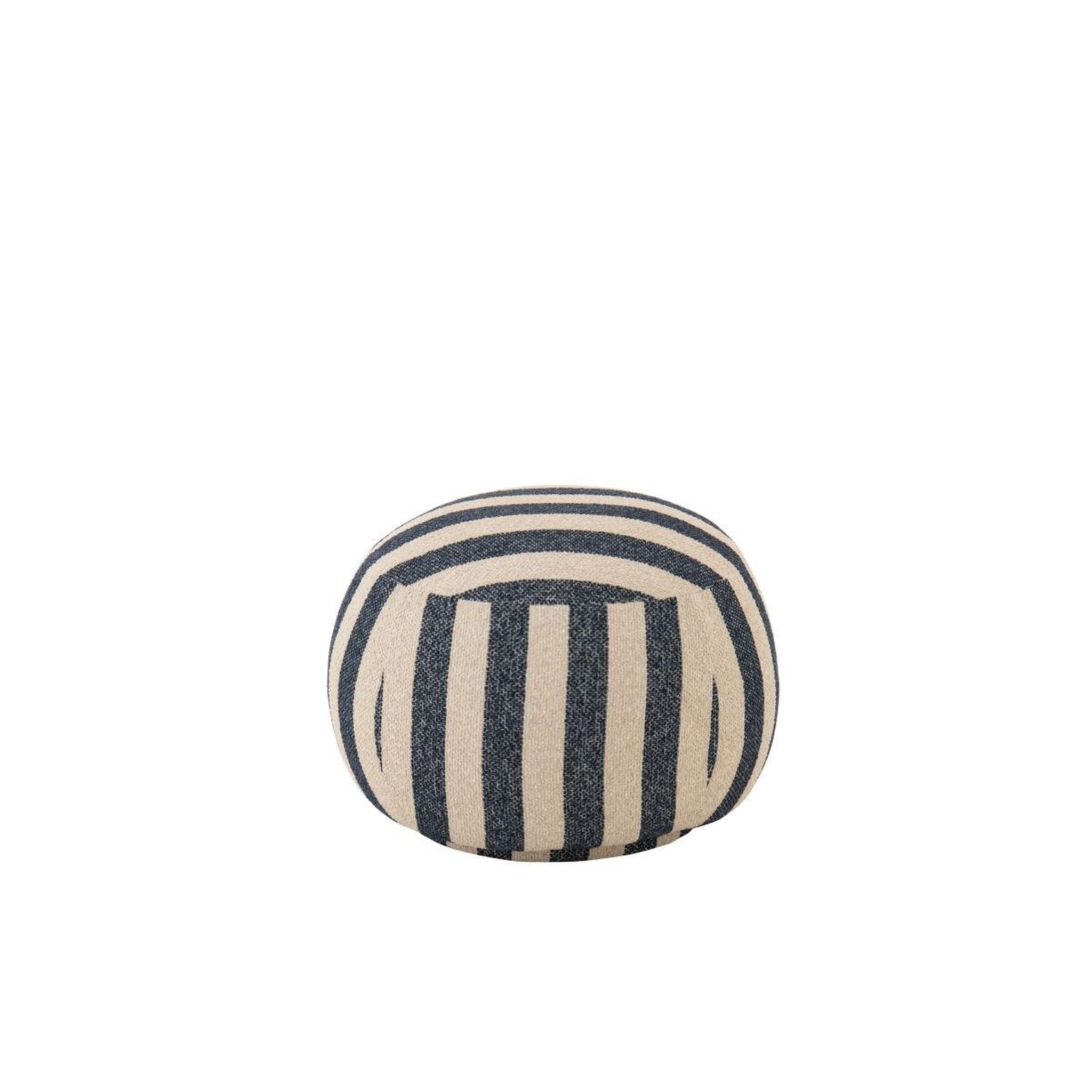 Voir la diapositive 3 : J-LINE Pouf à rayures  ligné  61cm bleu & blanc cassé