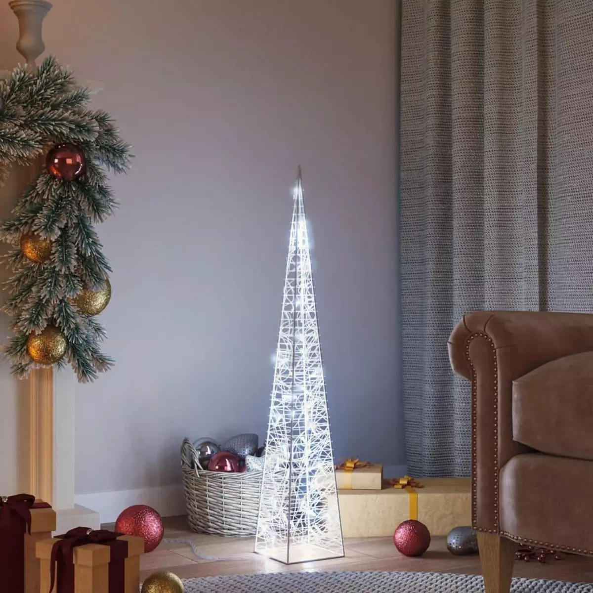 VIDAXL Cone lumineux decoratif a LED Acrylique Blanc froid 90 cm