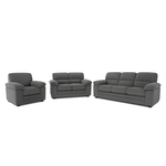 CONCEPT USINE Ensemble canapé 3 places + 2 places + fauteuil en velours côtelé gris foncé LINCOLN
