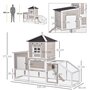PAWHUT Poulailler cottage cage à poules sur pied dim. 235L x 83l x 171H cm multi-équipement toits bitumés bois sapin blanc gris