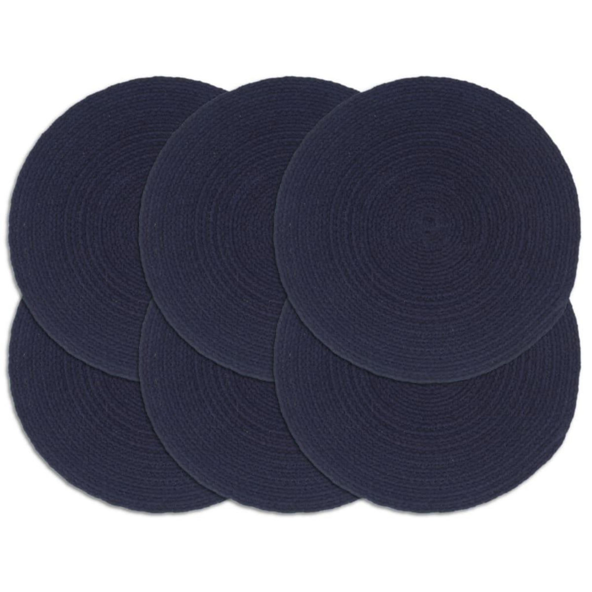 VIDAXL Napperons 6 pcs Bleu marine Plain 38 cm Rond Coton