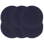 VIDAXL Napperons 6 pcs Bleu marine Plain 38 cm Rond Coton