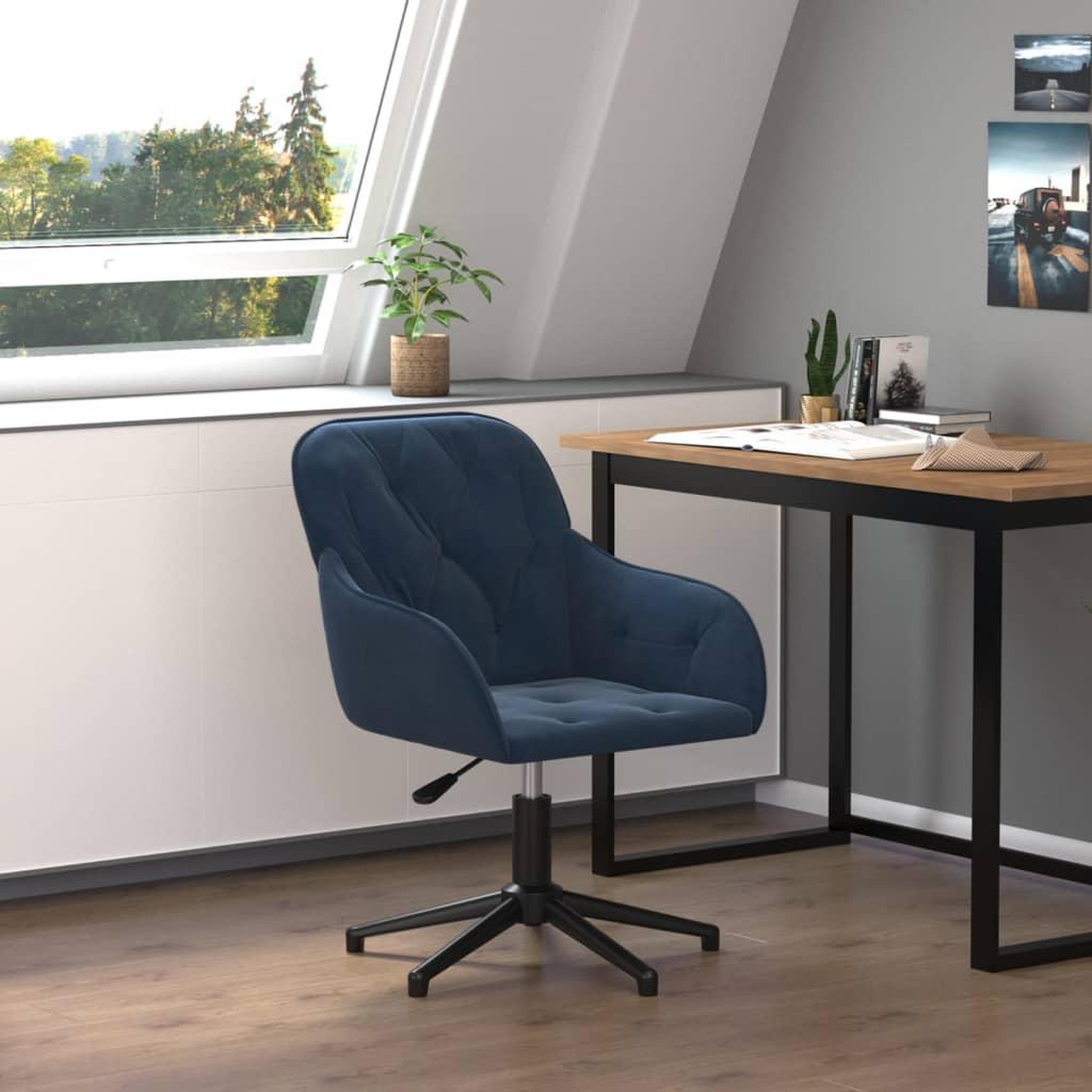 Voir la diapositive 1 : VIDAXL Chaise pivotante de bureau Bleu Velours