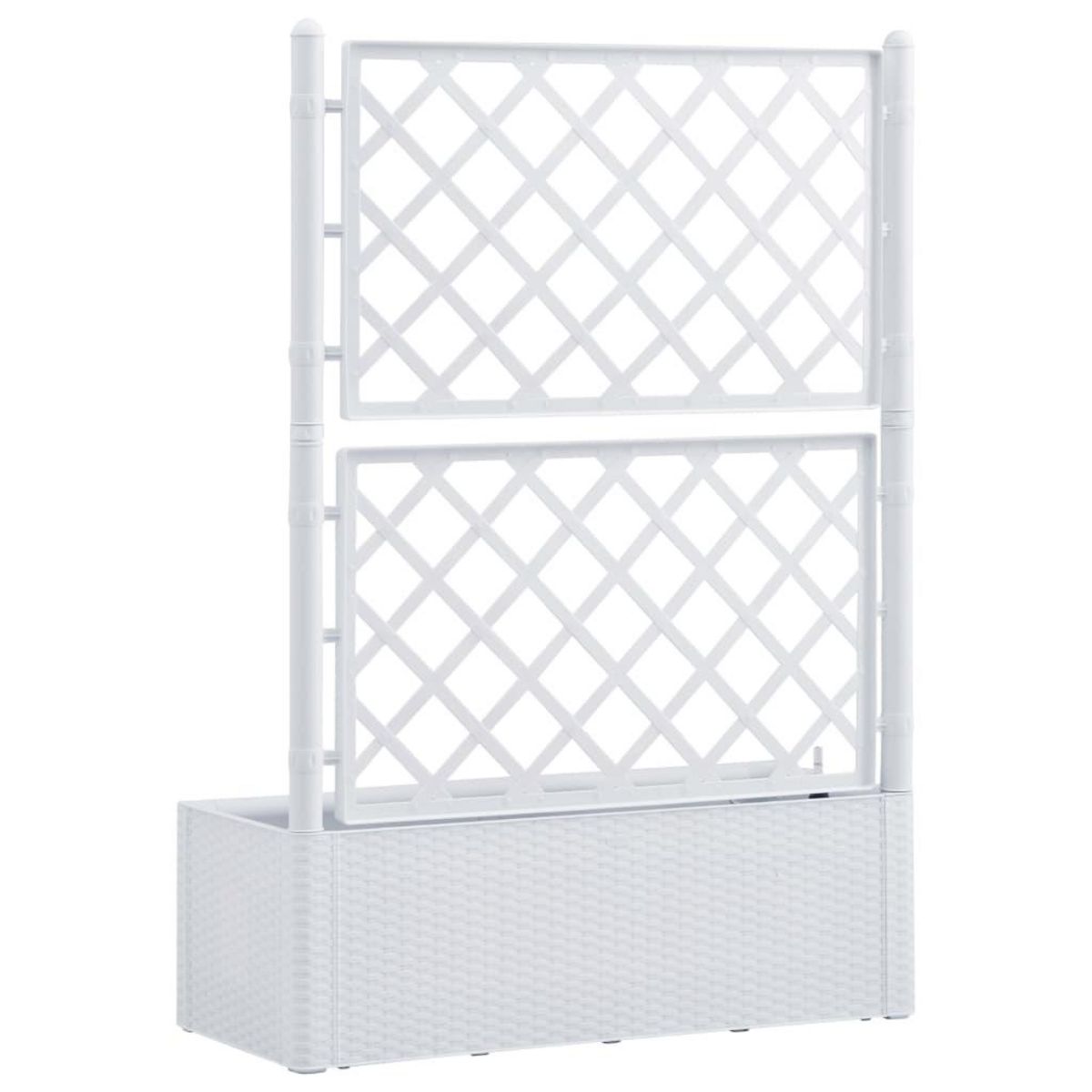 VIDAXL Lit sureleve de jardin et treillis et systeme d'arrosage Blanc