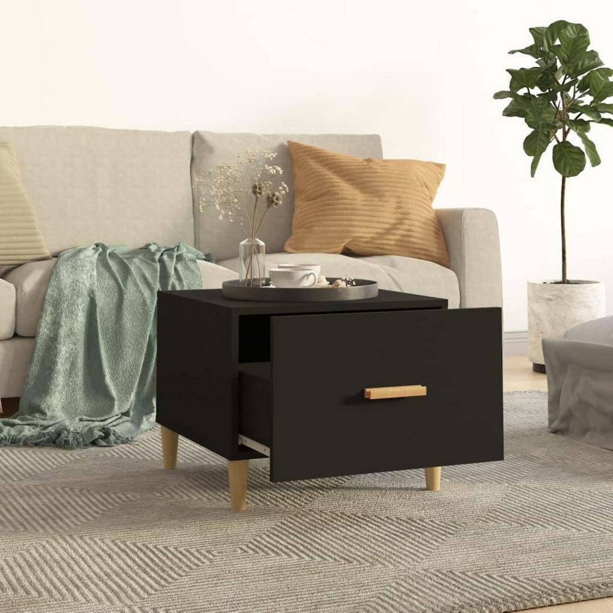 VIDAXL Tables basses 2 pcs noir 50x50x40 cm bois d'ingenierie