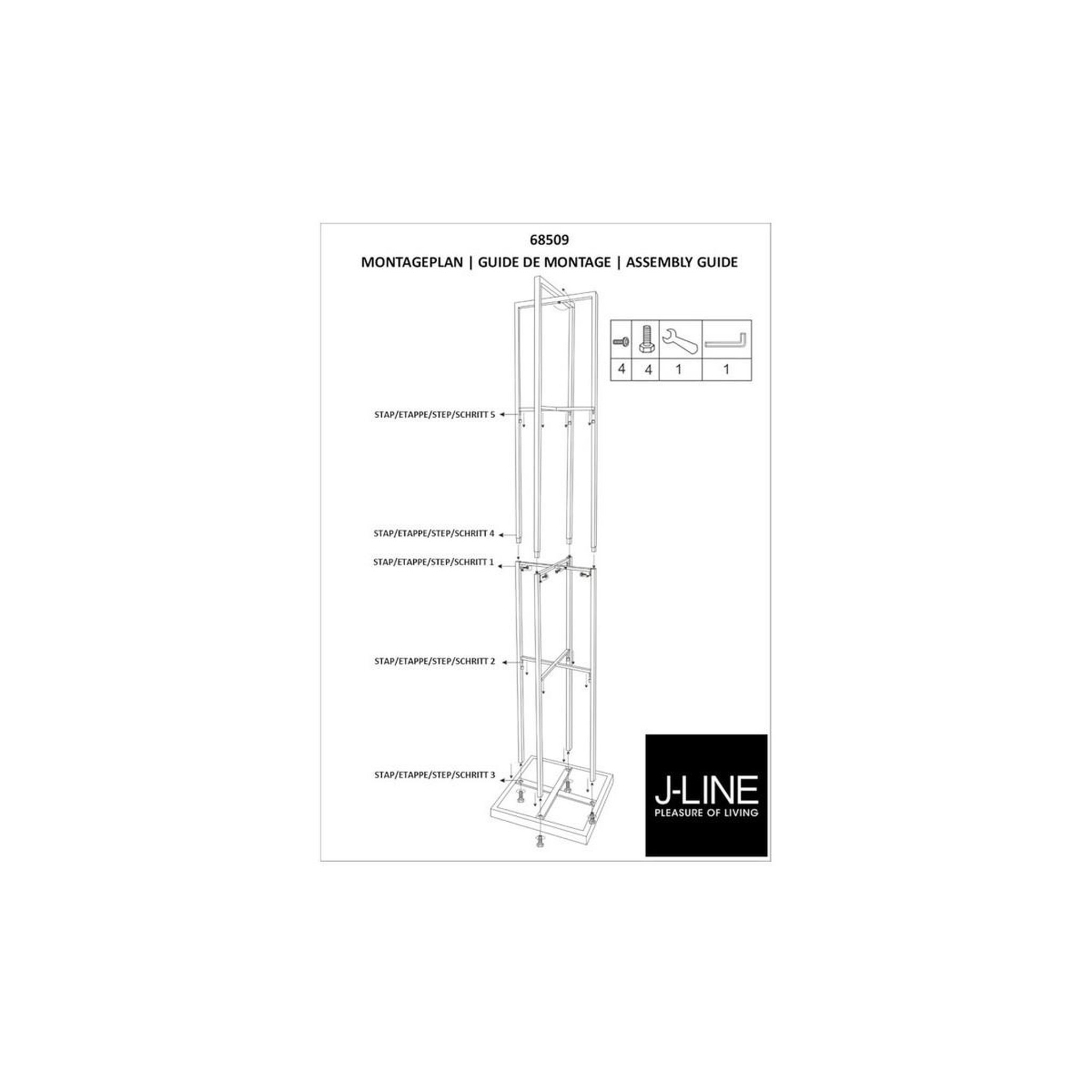 Voir la diapositive 3 : J-LINE Etagère 4 niveaux en métal  coussins  211cm noir