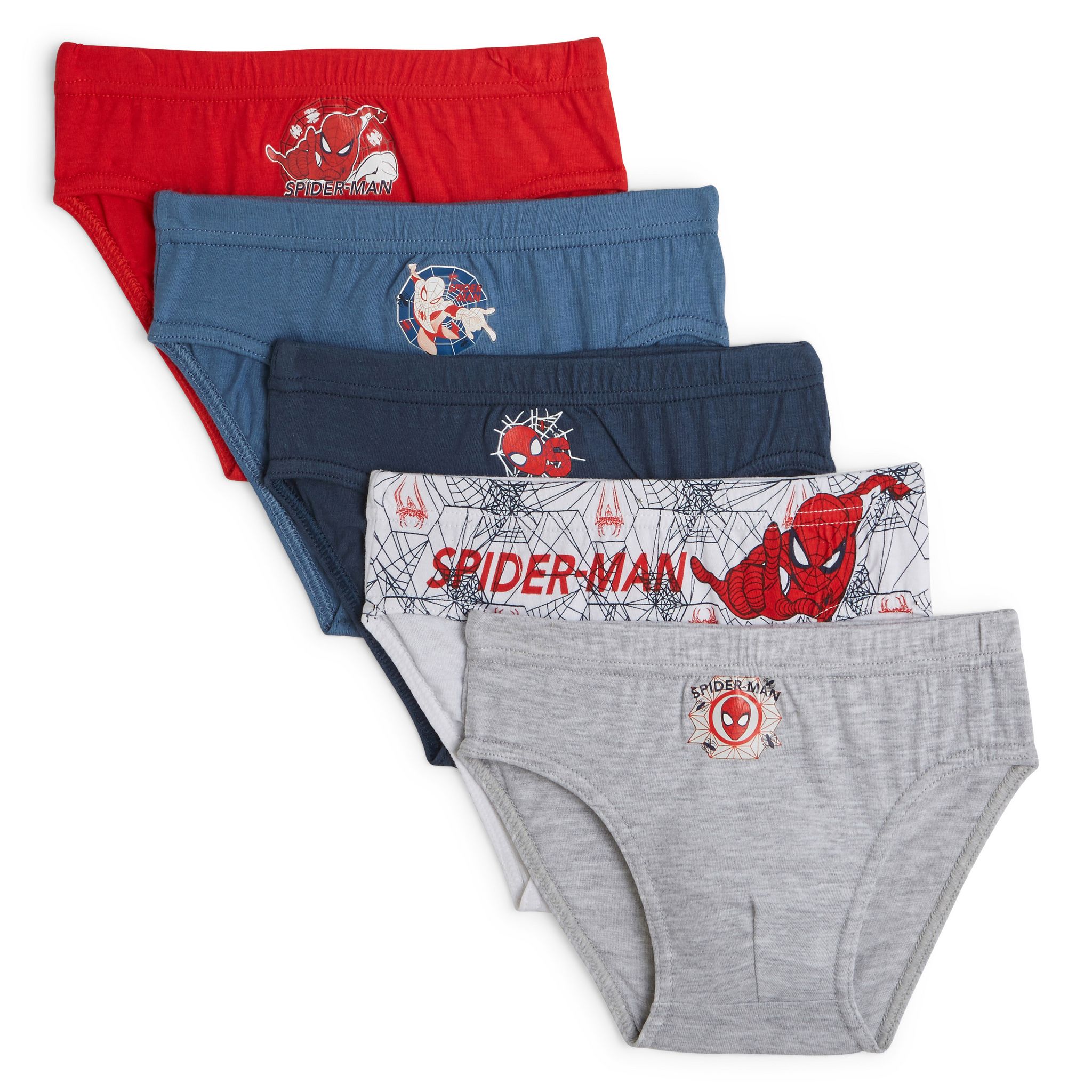 Lot De 5 Slips Garçon Marvel Spiderman - 100% Coton - Taille 2 à 8 Ans - Confortable Et élastique - Produit Officiel