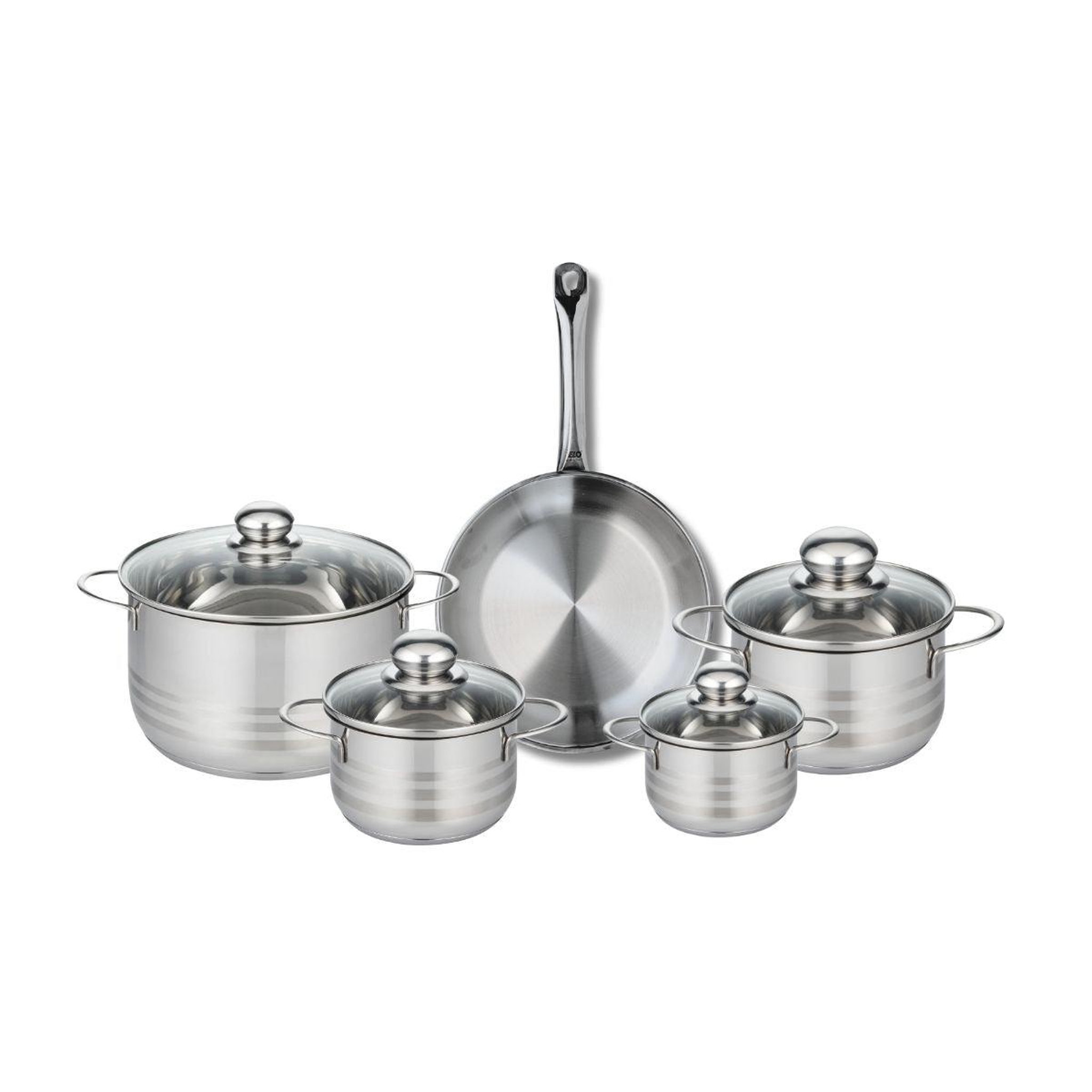 ELO Ensemble de 1 poêle de cuisson 24 cm et 4 faitouts 12, 14, 16 et 20 cm elo profi brillant