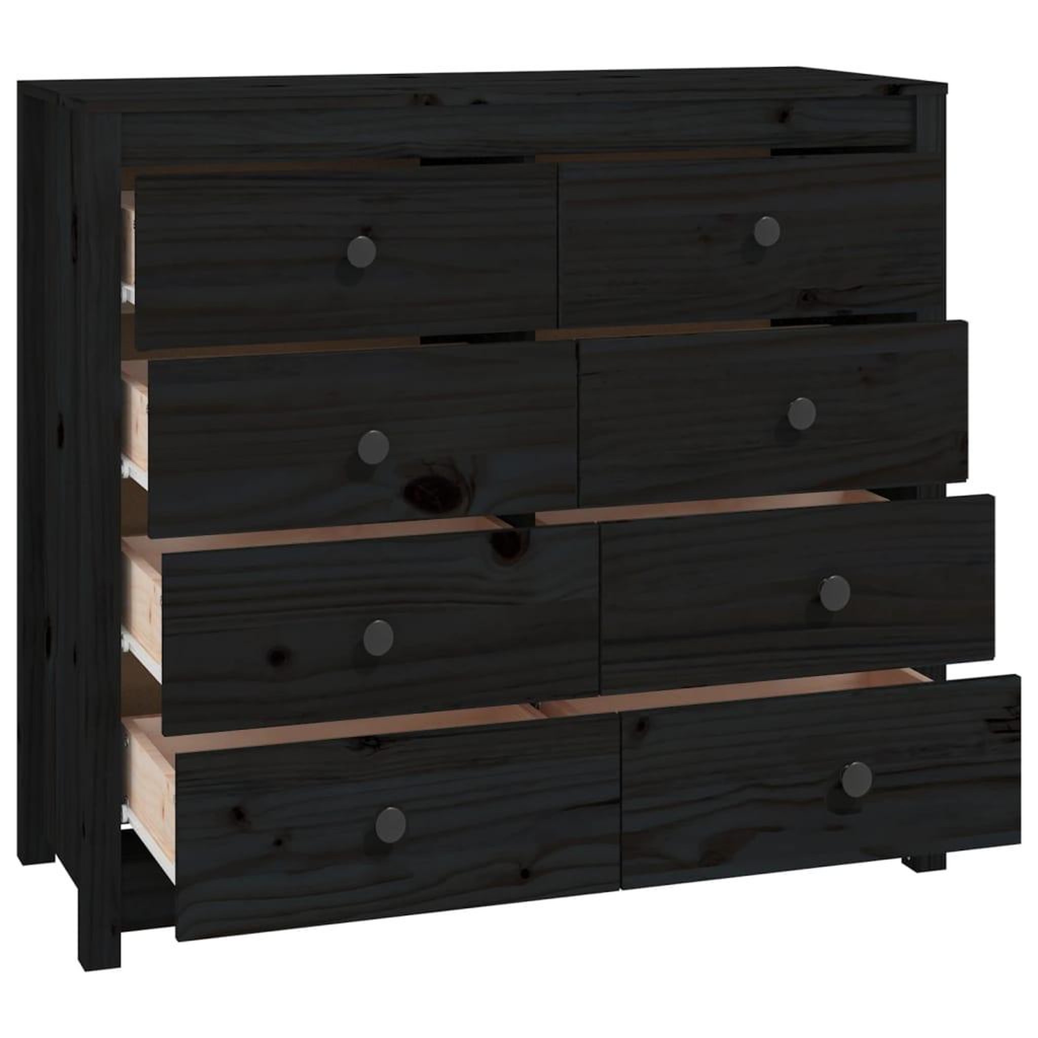 Voir la diapositive 3 : VIDAXL Armoire laterale Noir 100x40x90 cm Bois de pin massif