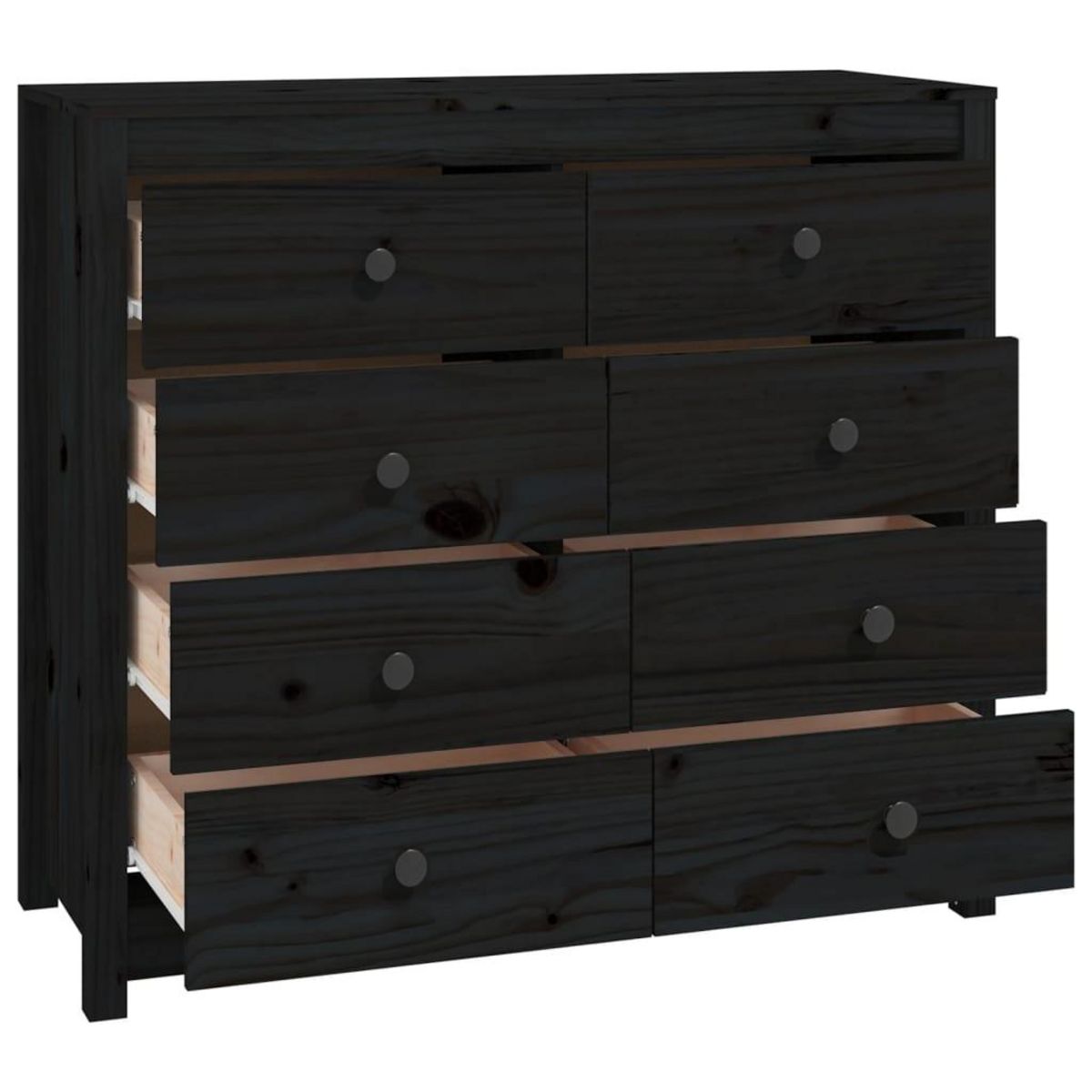 VIDAXL Armoire laterale Noir 100x40x90 cm Bois de pin massif