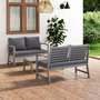 Voir la diapositive 1 : VIDAXL Salon de jardin 3 pcs avec coussin Bois d'acacia solide Gris