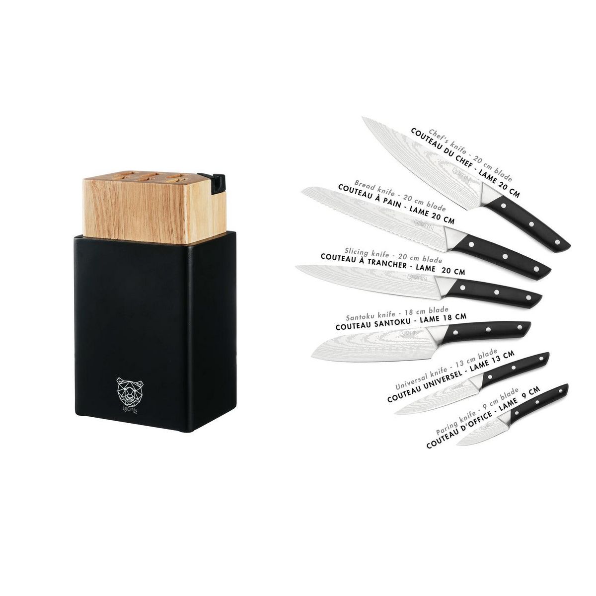 BJORN Bloc couteaux de cuisine ERLING PORVOO - 8 pièces