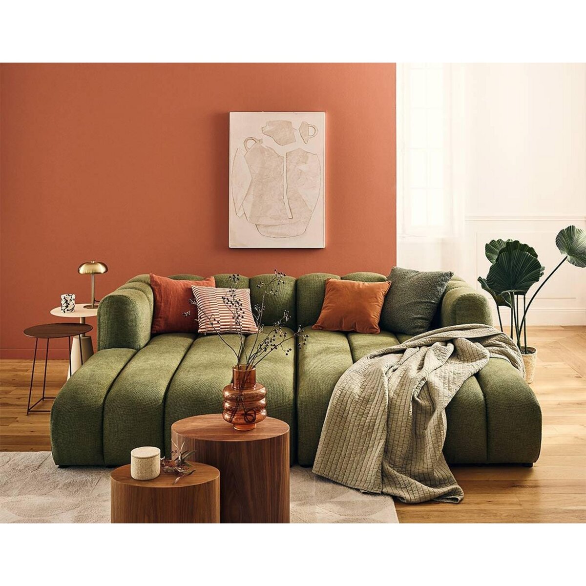 LISA DESIGN Debbie - canapé modulable droit 3 places avec double méridienne - assise profonde - en tissu texturé