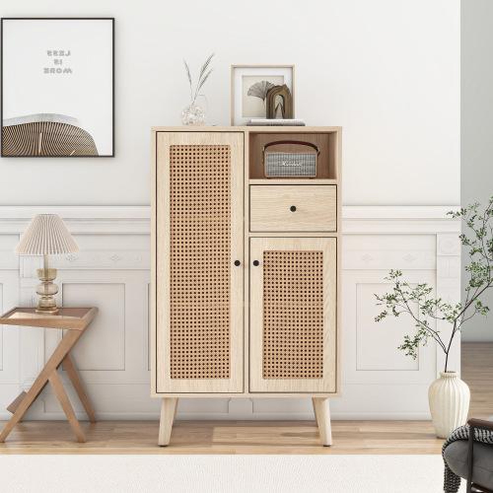 Voir la diapositive 2 : MERAX Buffet 2 porte(s) 1 tiroir(s) - 60 cm naturel panneau de particules