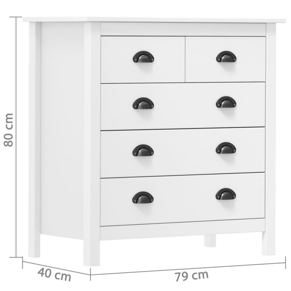 VIDAXL Buffet Hill Blanc 79x40x80 cm Bois de pin solide
