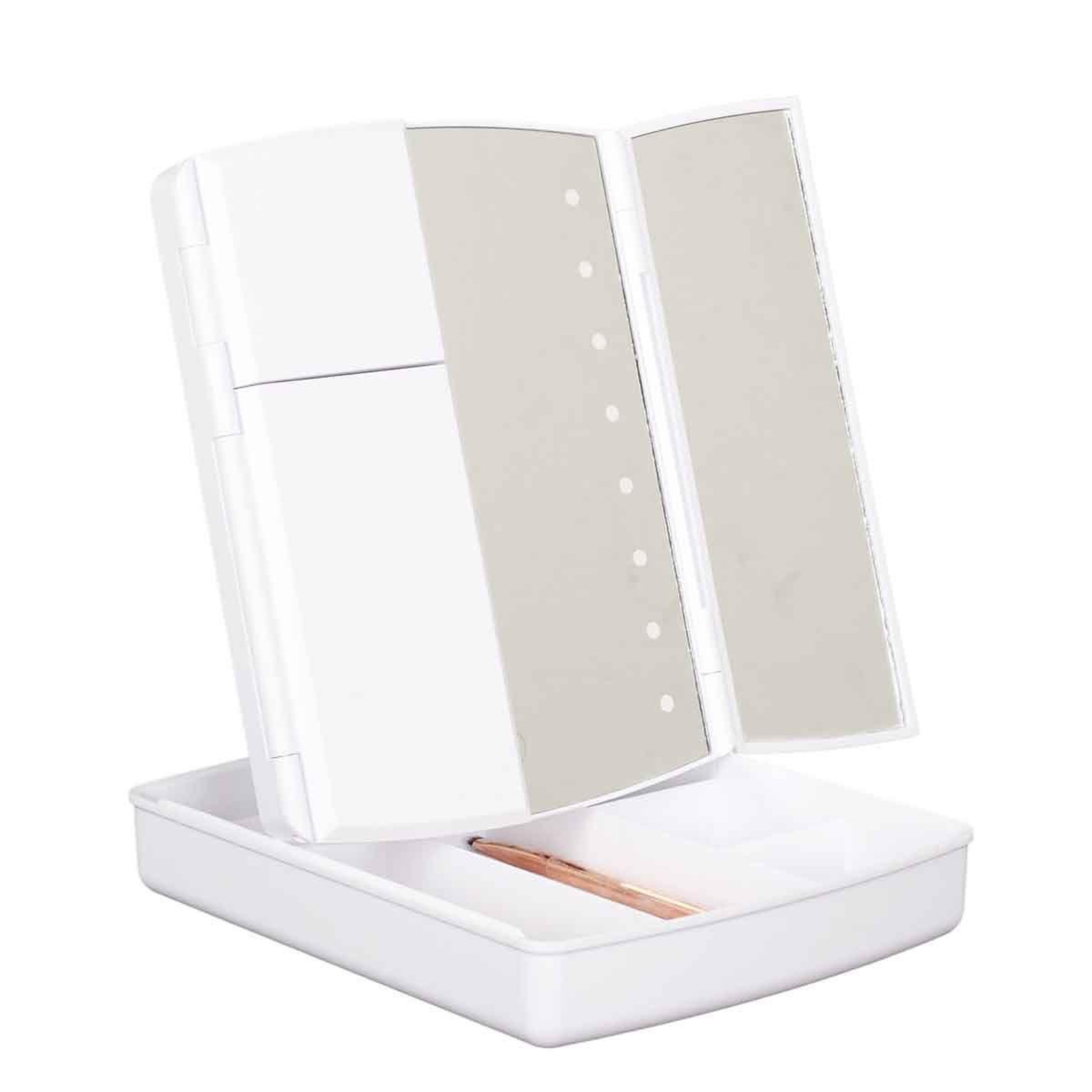 Voir la diapositive 2 : Cosmetic Club Miroir led  tiroir de rangement  24cm blanc