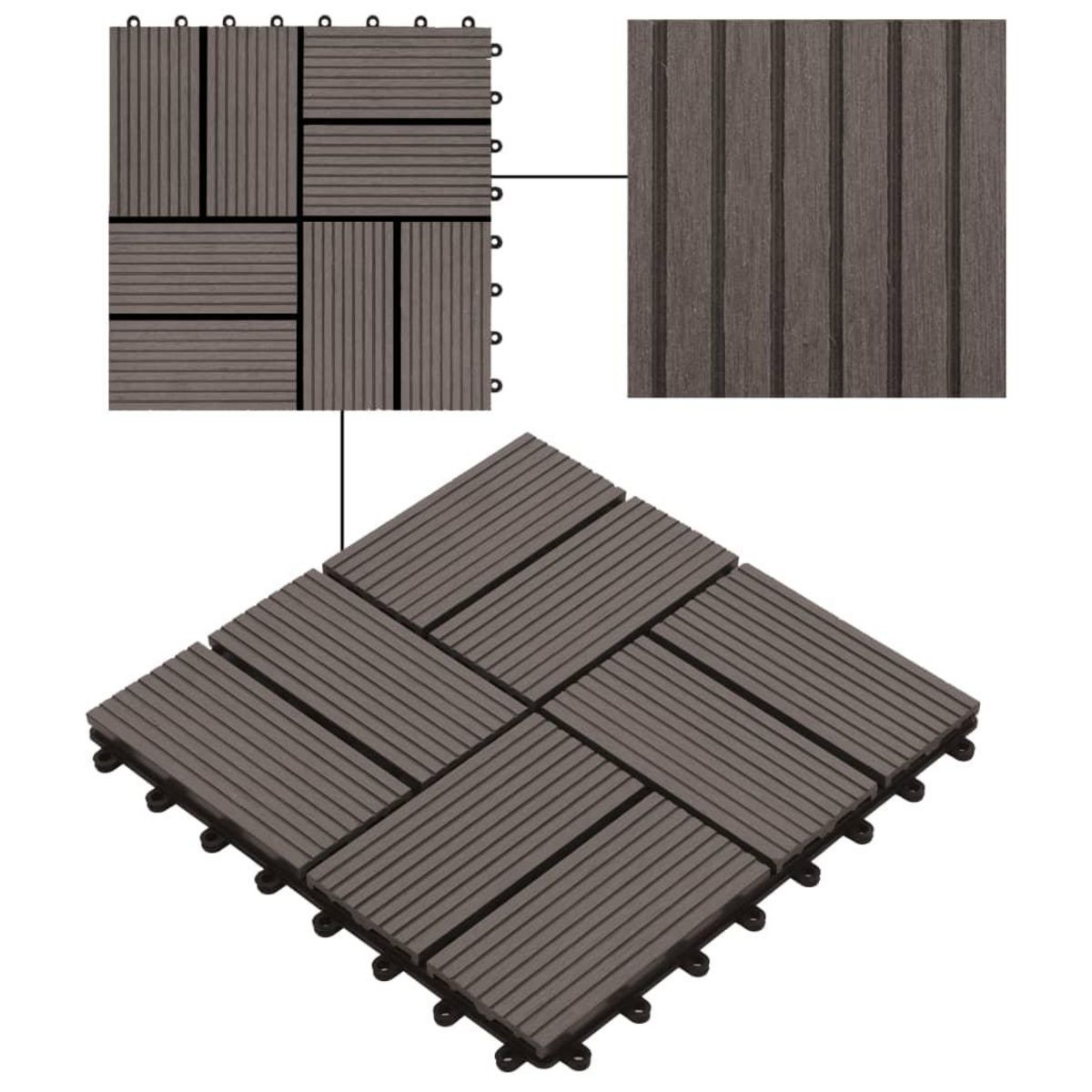 VIDAXL Carreau de terrasse 11 pcs WPC 30 x 30 cm 1 m² Marron fonce